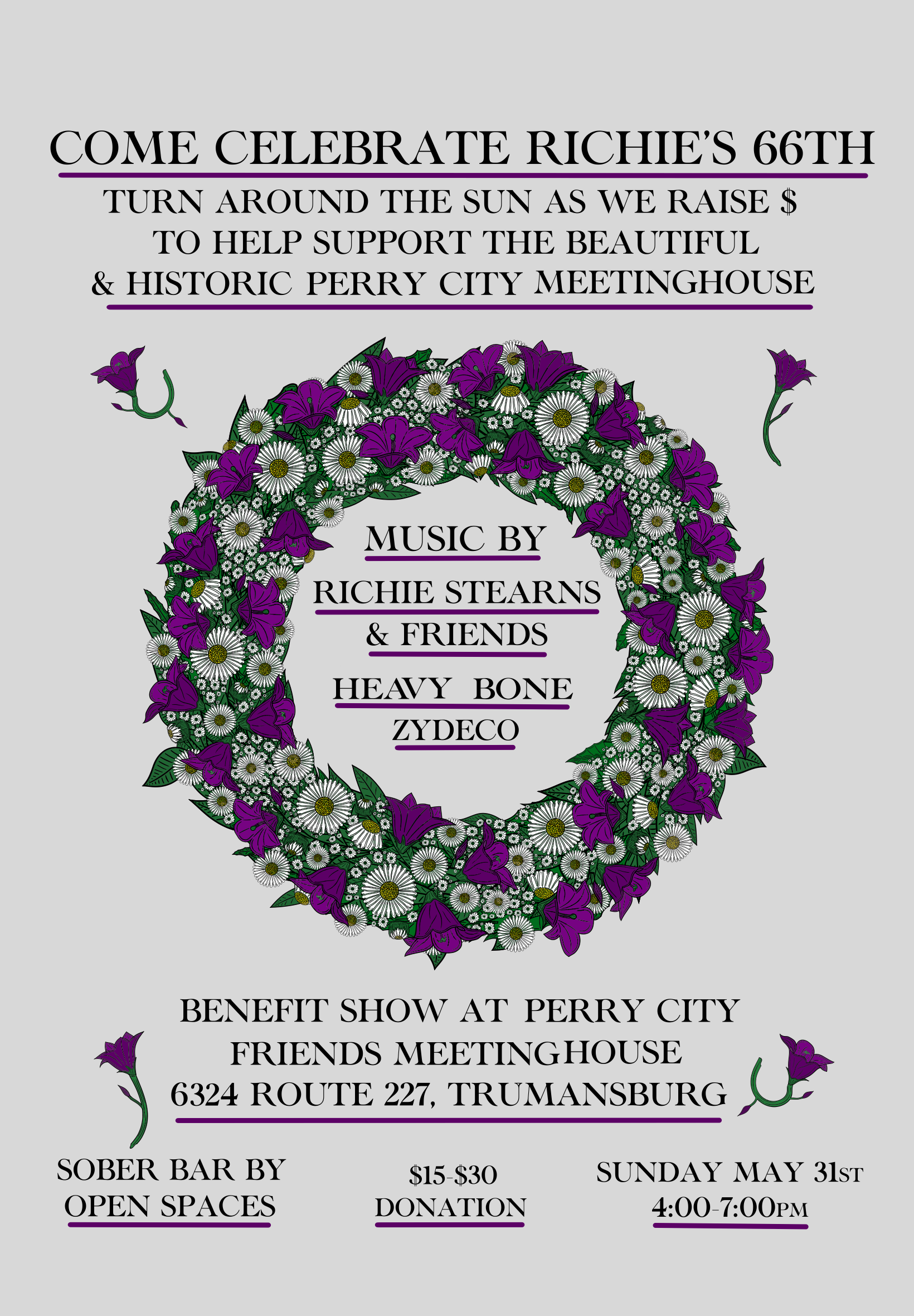 Richie Stearns’ 66th Bday Party- Zydeco and Fundraising for Perry City Friends Meetinghouse