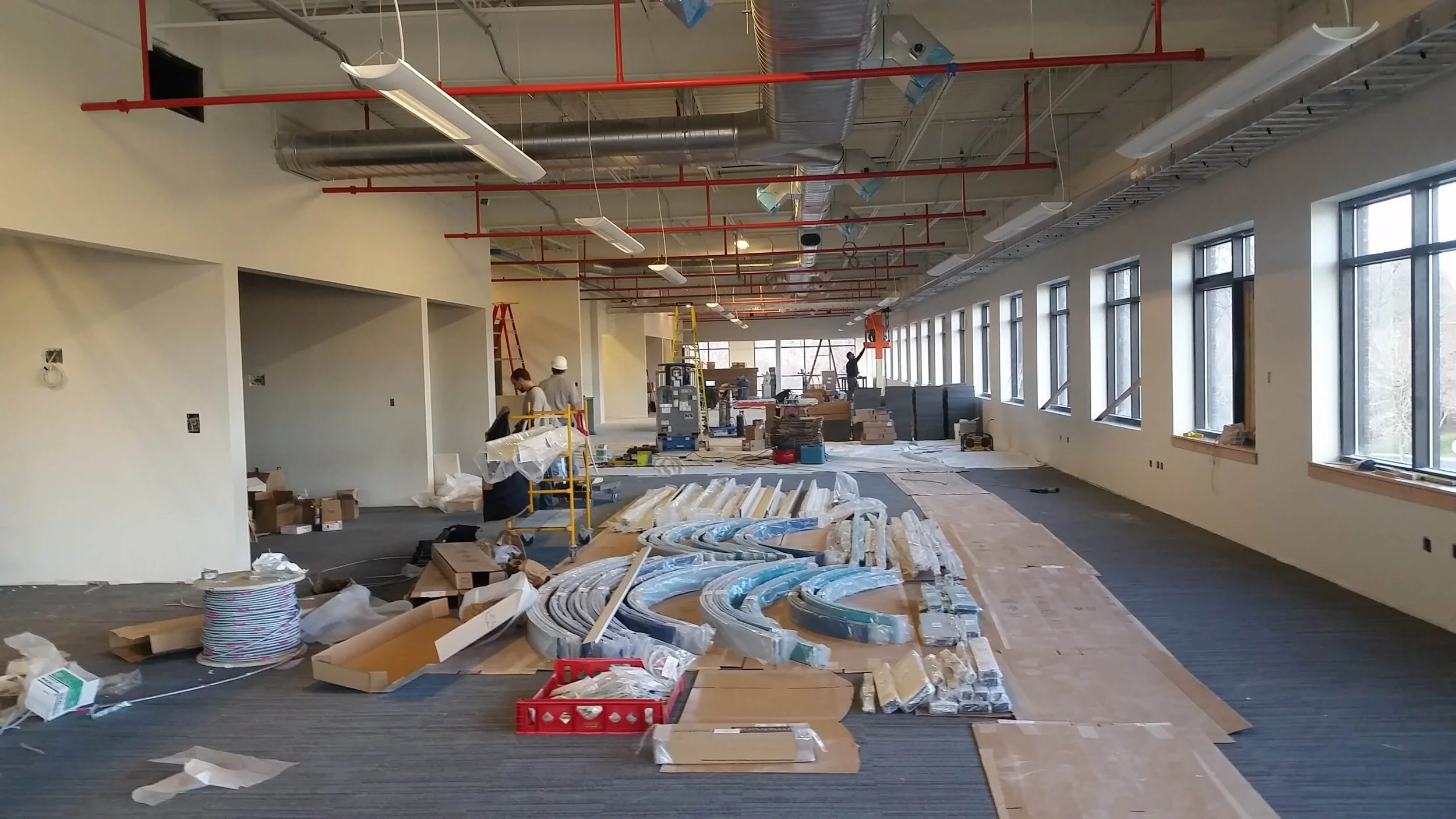 Ceiling parts prior to installation
