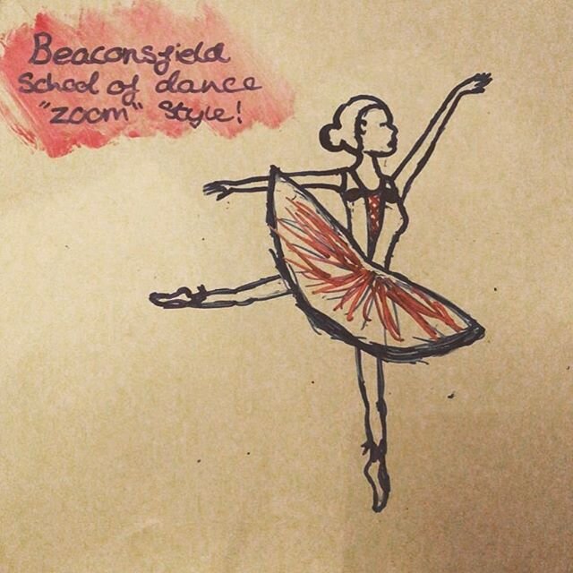 The upside of teaching&rsquo;Zoom&rsquo; class is seeing this beautiful picture by Mina, thank you 🙏! #balletart #creative #zoomballet #ballettutu