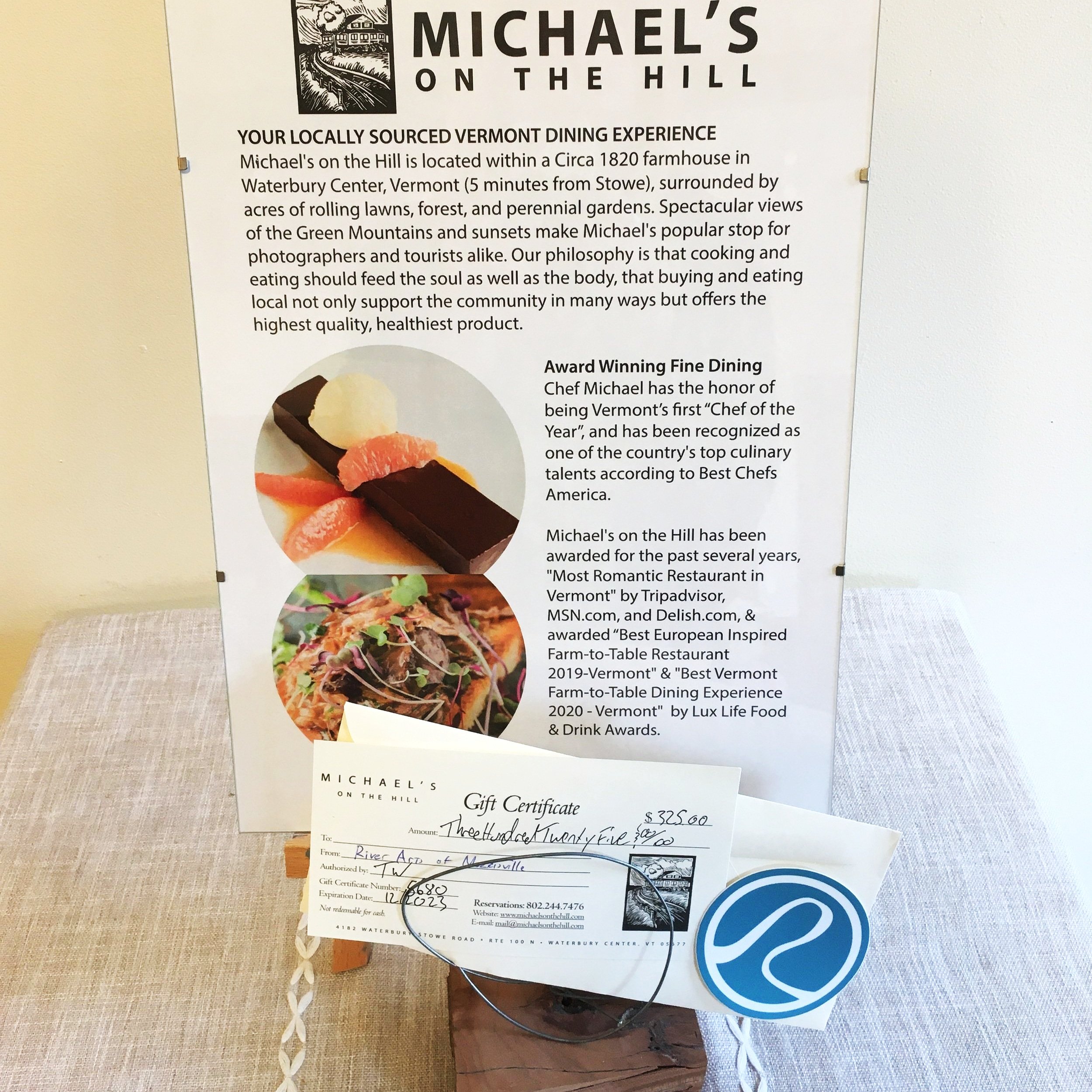 Gift Certificate to Michael's on the Hill - Holiday Basket Raffle