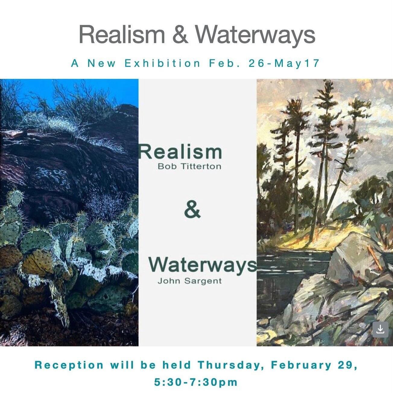 NEW EXHIBITION: Opening Reception Thursday, February, 29th, 5:30-7:30pm. ALL are welcome! 🥂
Realism and Waterways explores two dynamic, varied techniques in oil painting both in subject and application. Our Folley Hall space upstairs hosts detailed 