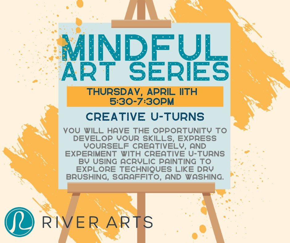 Only a couple spots left!
 --&gt; MINDFUL ART SERIES: CREATIVE U-TURNS | April 11 | 5:30-7:30PM

Welcome to this art session, where you will learn to befriend your inner critic, identify limiting beliefs, and engage in exercises to help you loosen up