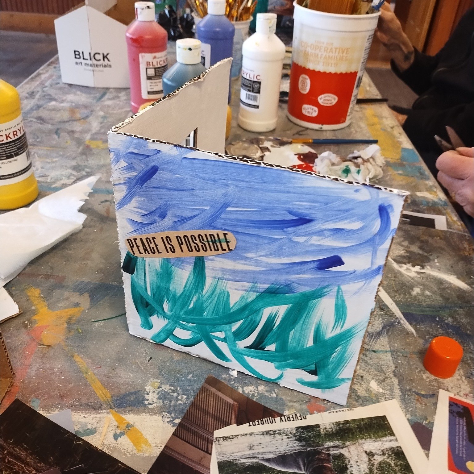 In last weeks Creative Art Class for Seniors 60+, instructor Jude invited participants to create a diorama with the theme, &quot;home.&quot;

It seems everyone loves to rip images out of magazines; &quot;This brings me back to kindergarten. I love it