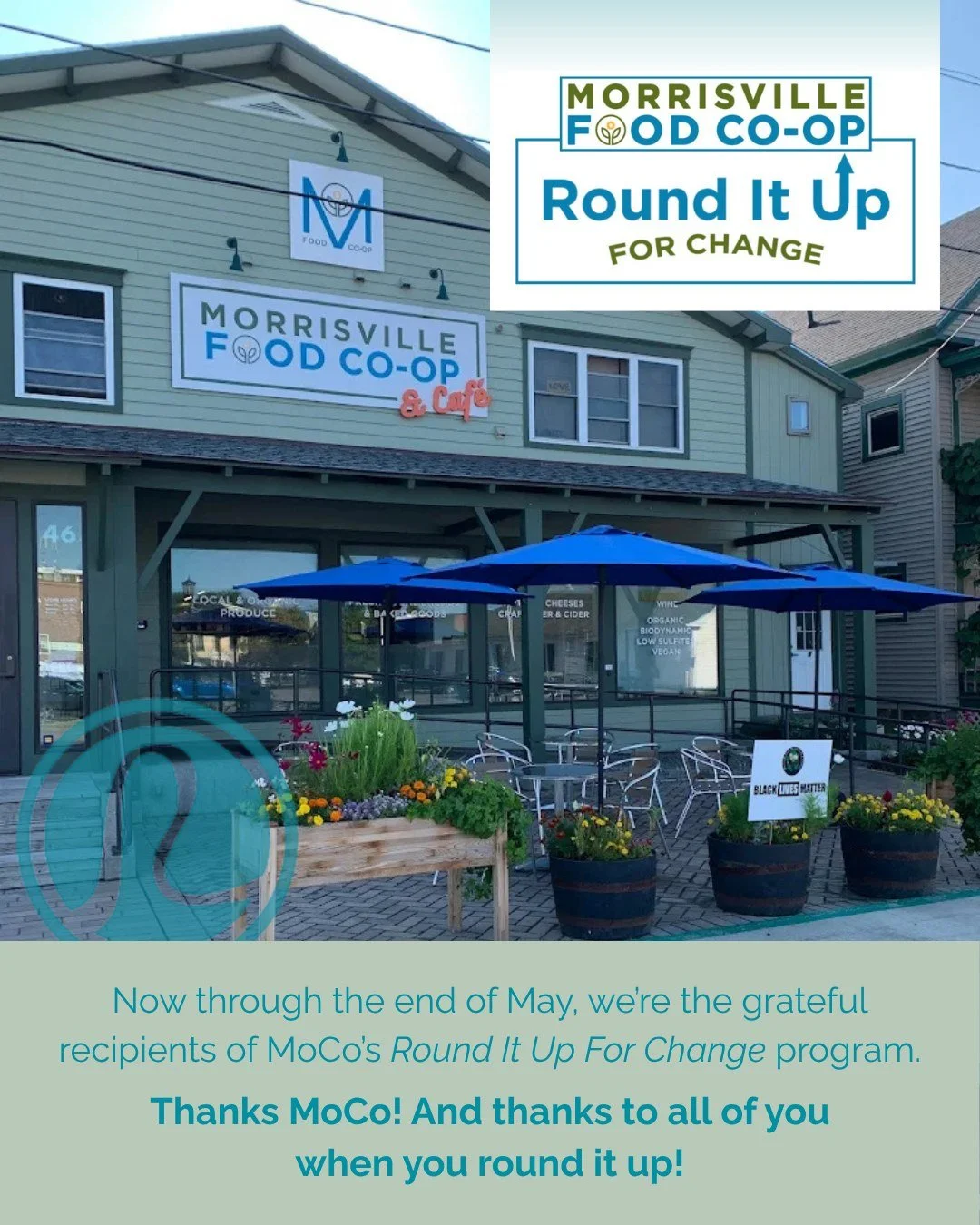 We love having the Morrisville Food Co-op as a neighbor. And right now we&rsquo;re glad to be a recipient of their Round It Up For Change program too! 

In April and May, when you round up your purchases at MoCo the proceeds will go to support Arts F