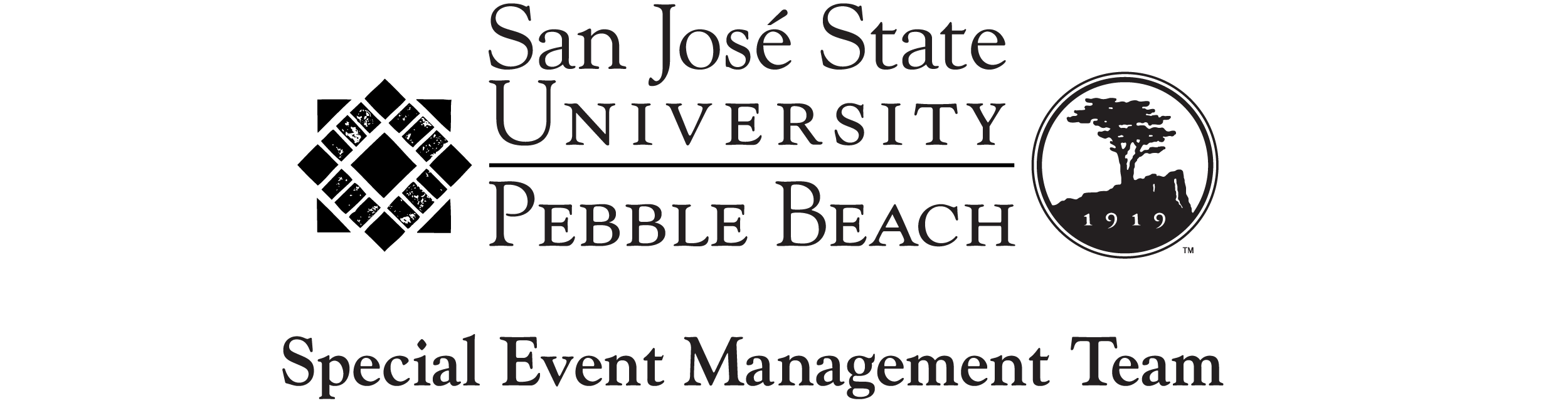Logo for the staff at a Pebble Beach event managed by San José State University hospitality students