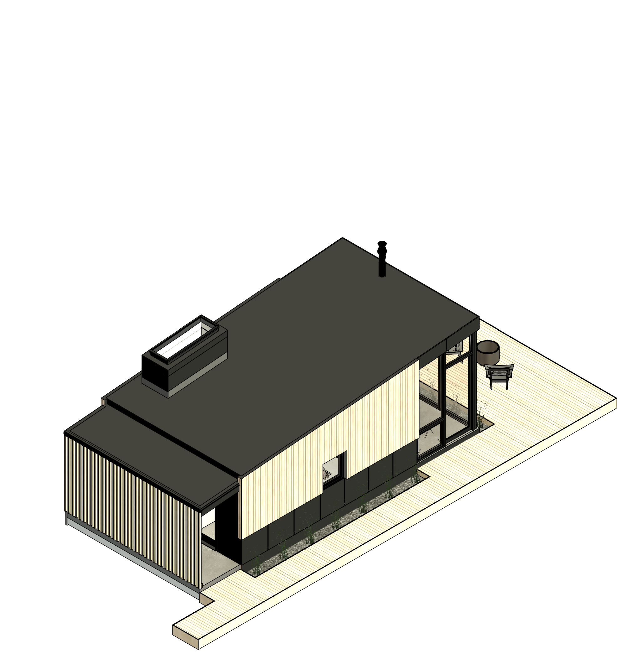 Southeast view of micro cabin