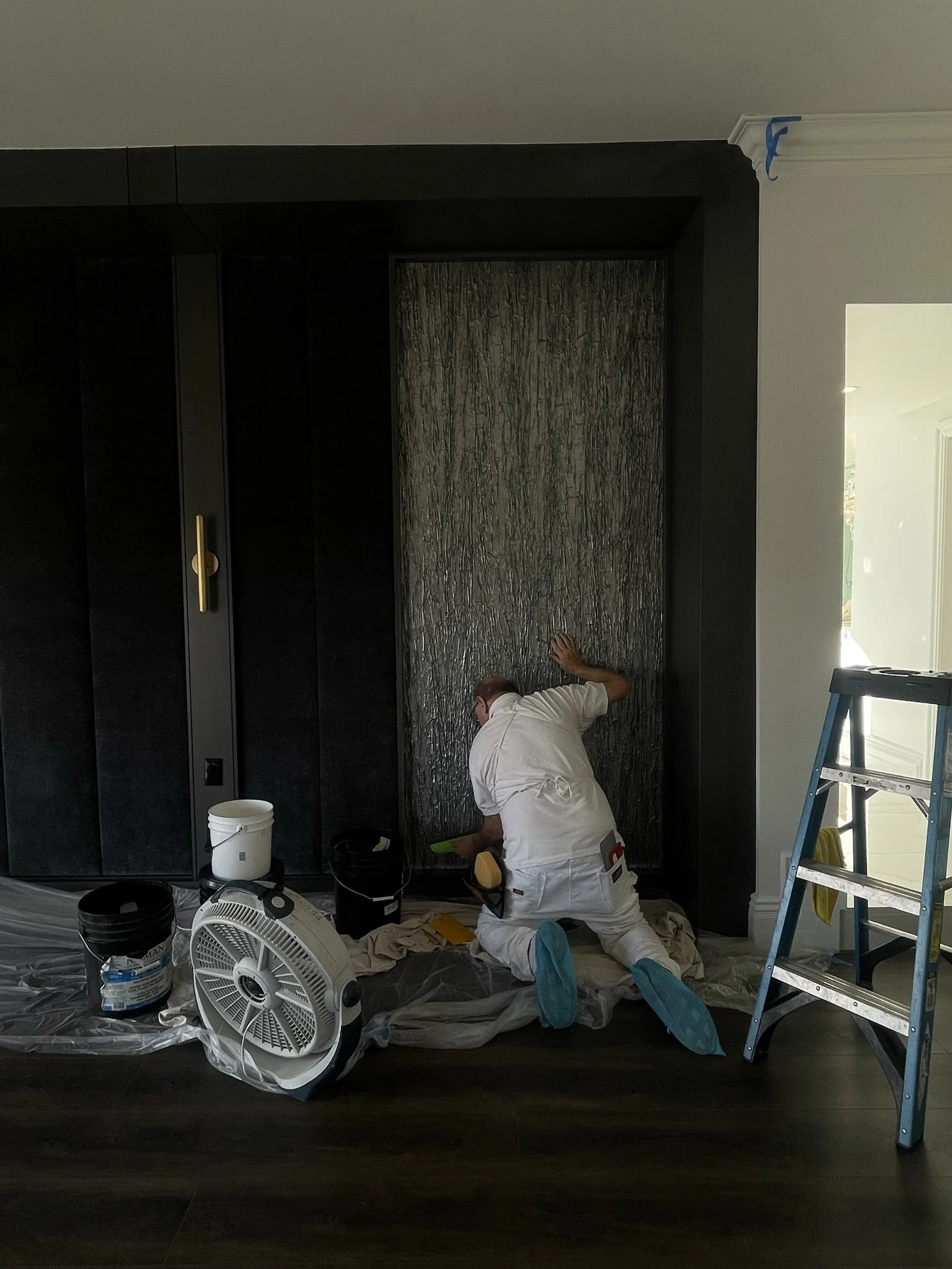 Custom interior installation in progress for a LuxySpace residential design project.