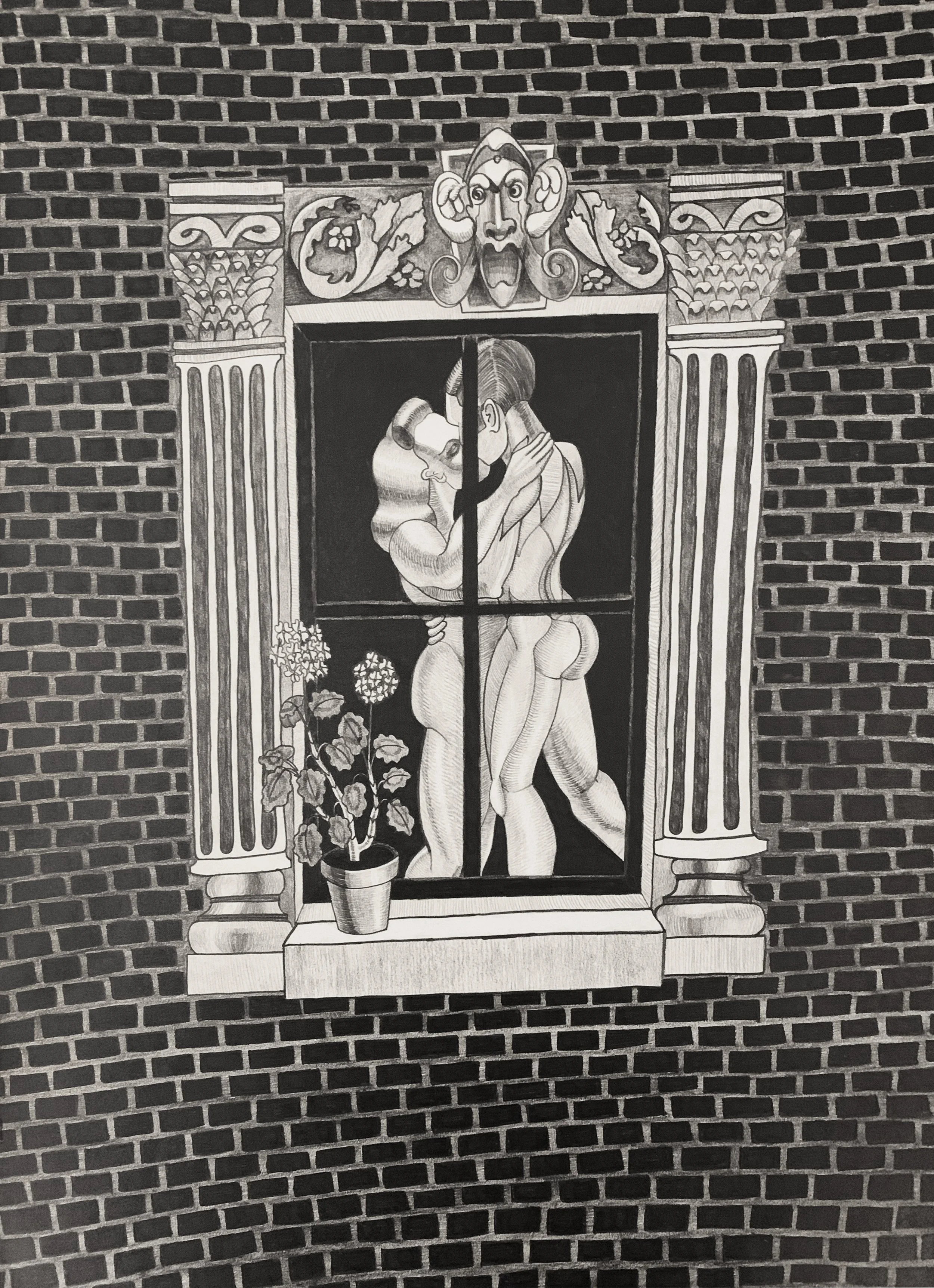 Lovers II, Lee Brozgol, graphite on paper, 16 x 21 c 1978.jpg