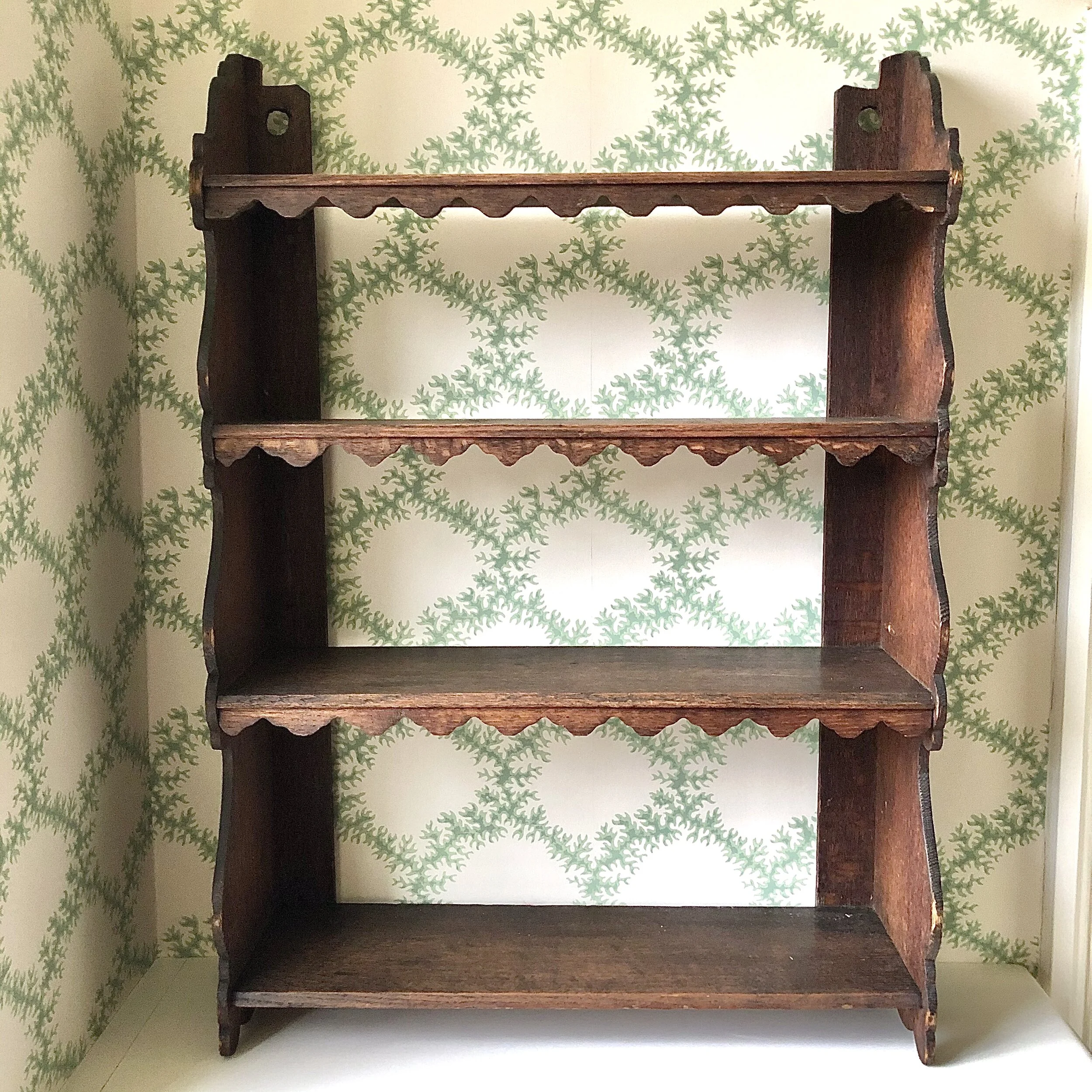 14. Victorian oak scalloped shelves