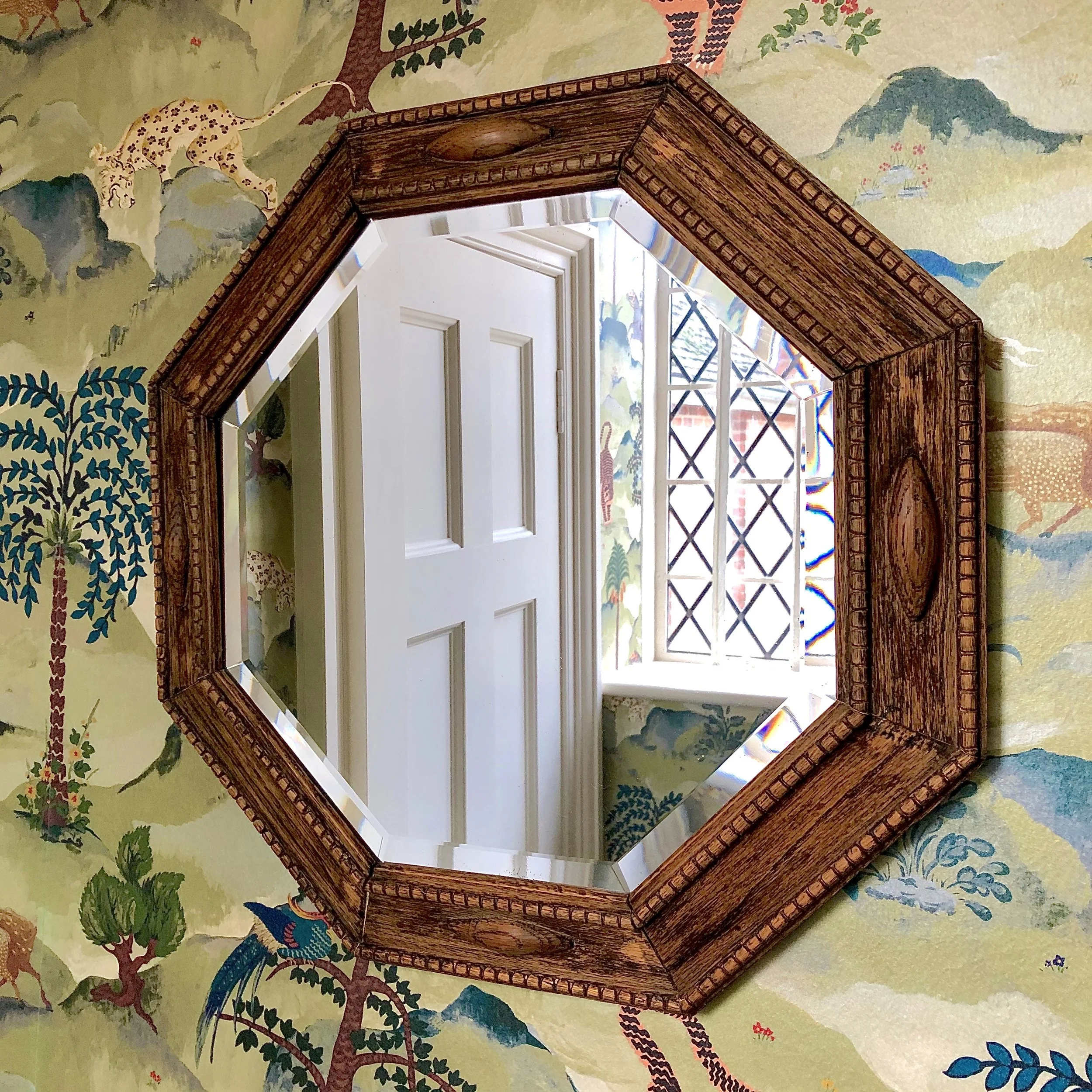 90. Arts &amp; Crafts oak mirror