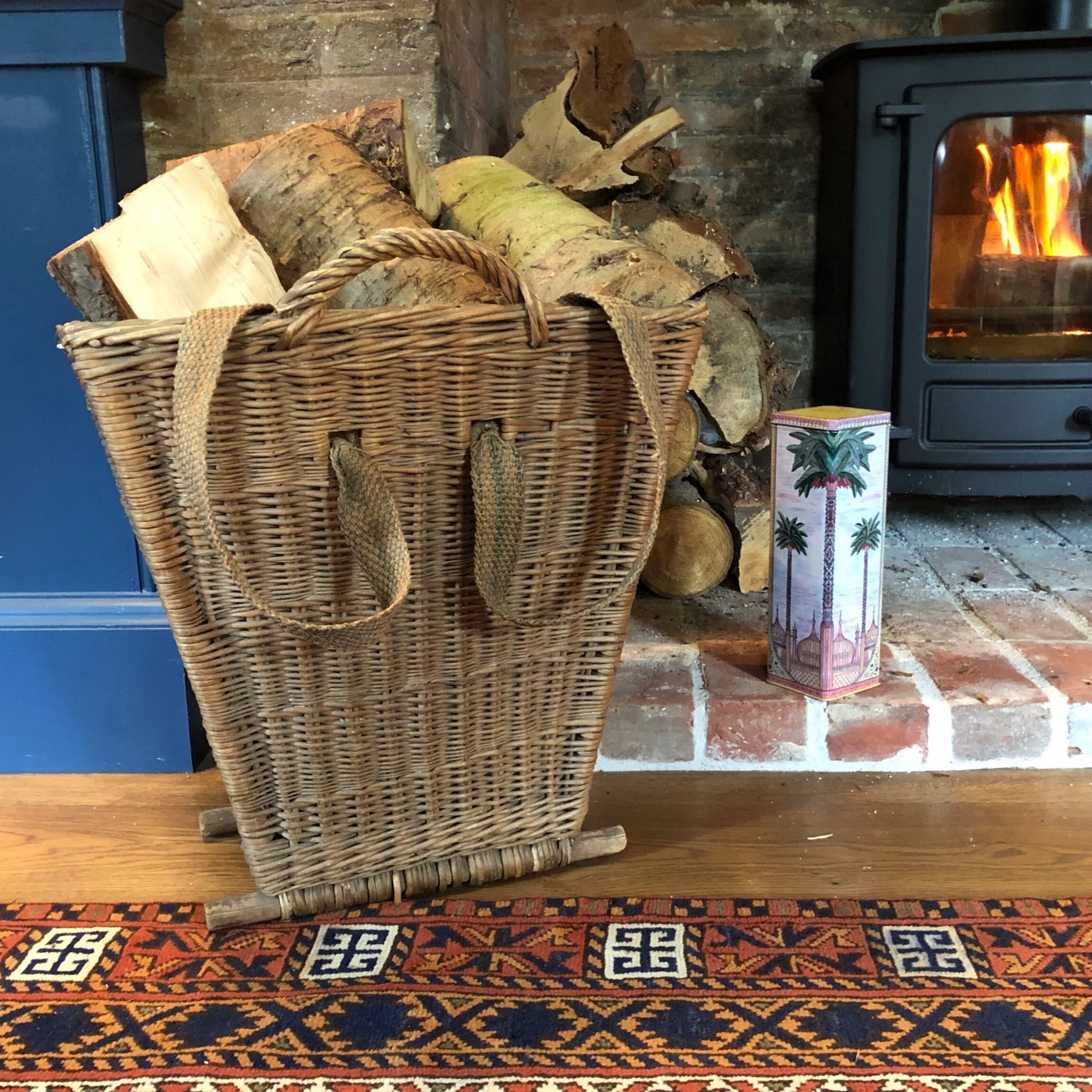 8. Antique wood basket