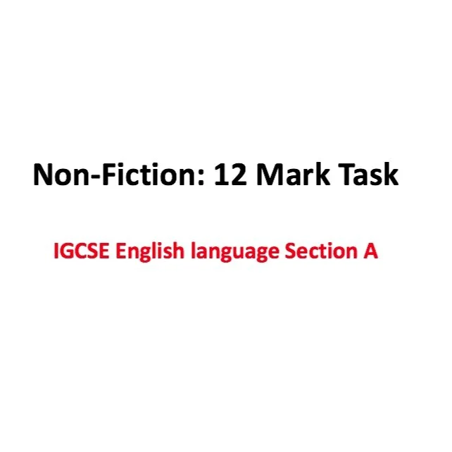 Question 4 Intro. (Non Fiction, Section A, IGCSE Language)