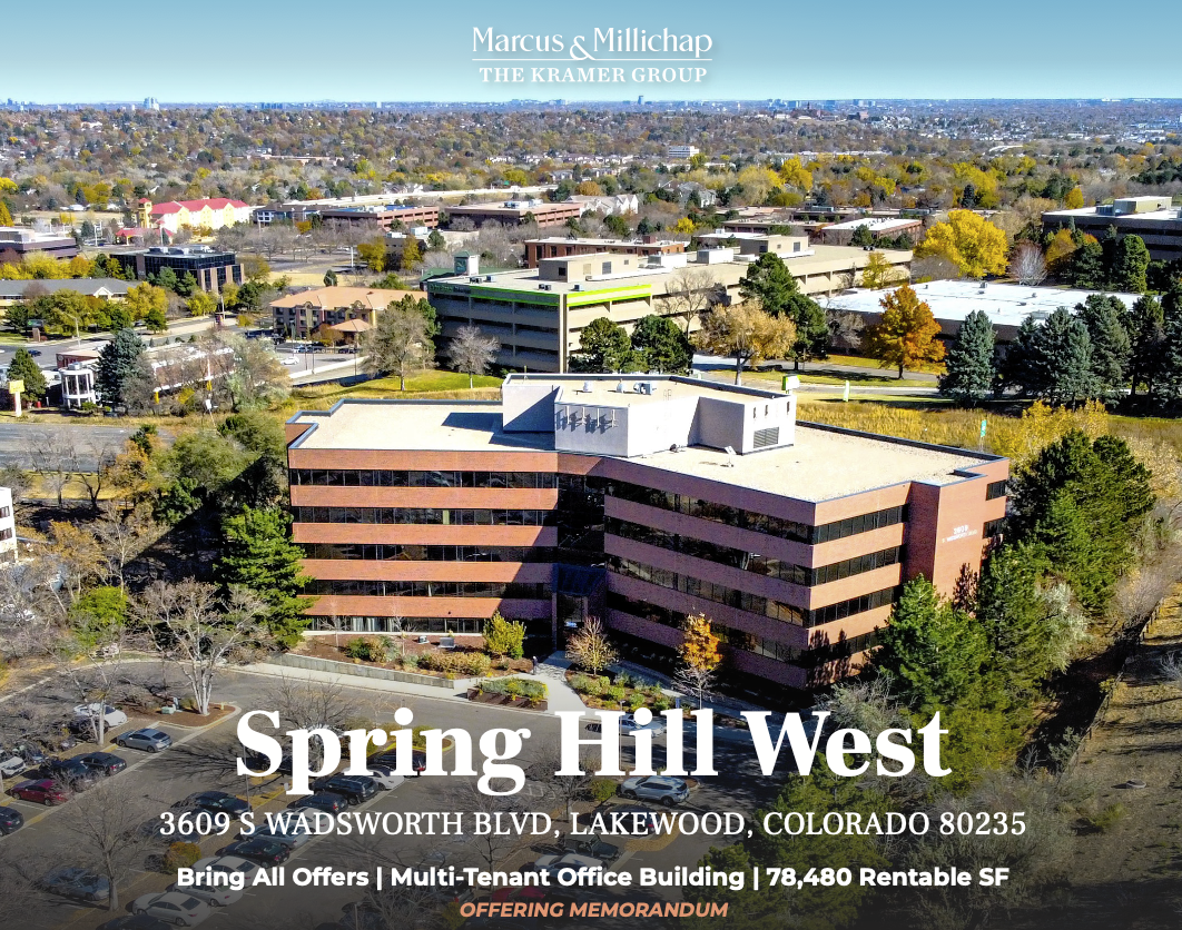 Spring Hill West 3609 South Wadsworth Blvd. Lakewood, CO Contact Broker for Pricing 80,005 SF (78,480 Rentable) 43.90% Occupied Multi-Tenant Remodeled in 2020 View Offering Memorandum