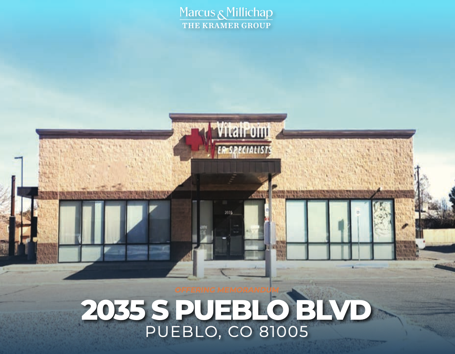   2035 South Pueblo Boulevard  Pueblo, CO  $1,350,000 5,025 SF Full Medical/Trauma Medical Owner/User   View Offering Memorandum  