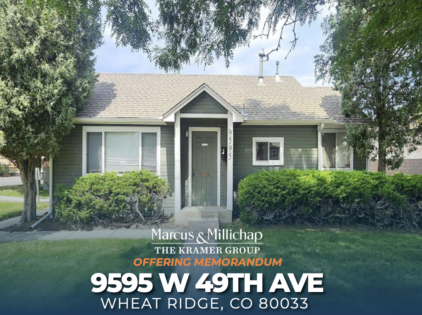   9595 West 49th Avenue  Wheat Ridge, CO  $949,000 3,851 SF ($246.43/SF) 0.30 Acres Owner/User Office   View Offering Memorandum  