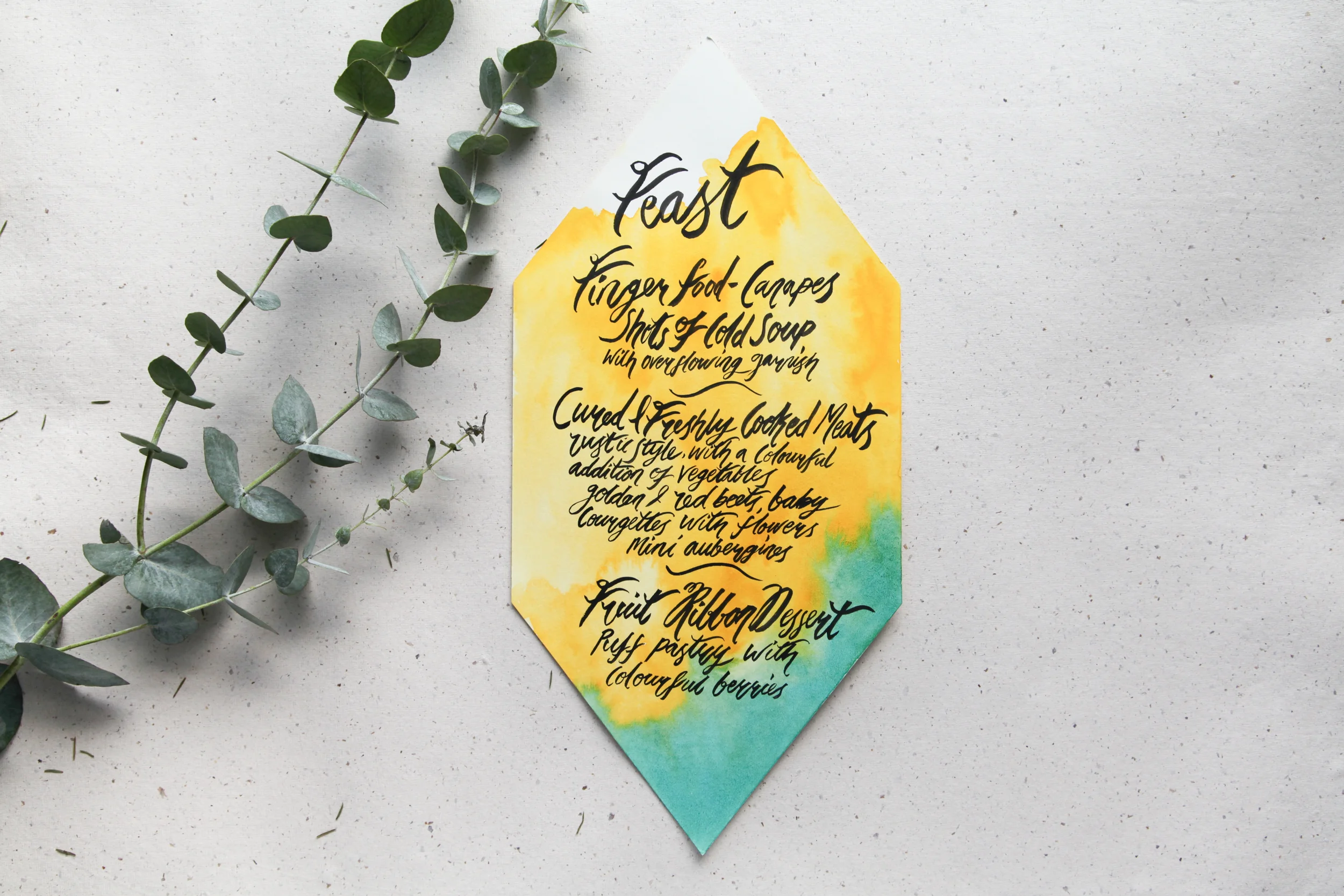 Custom illustrated and painted large boho menu_Copyright CuriousMe Design.jpg