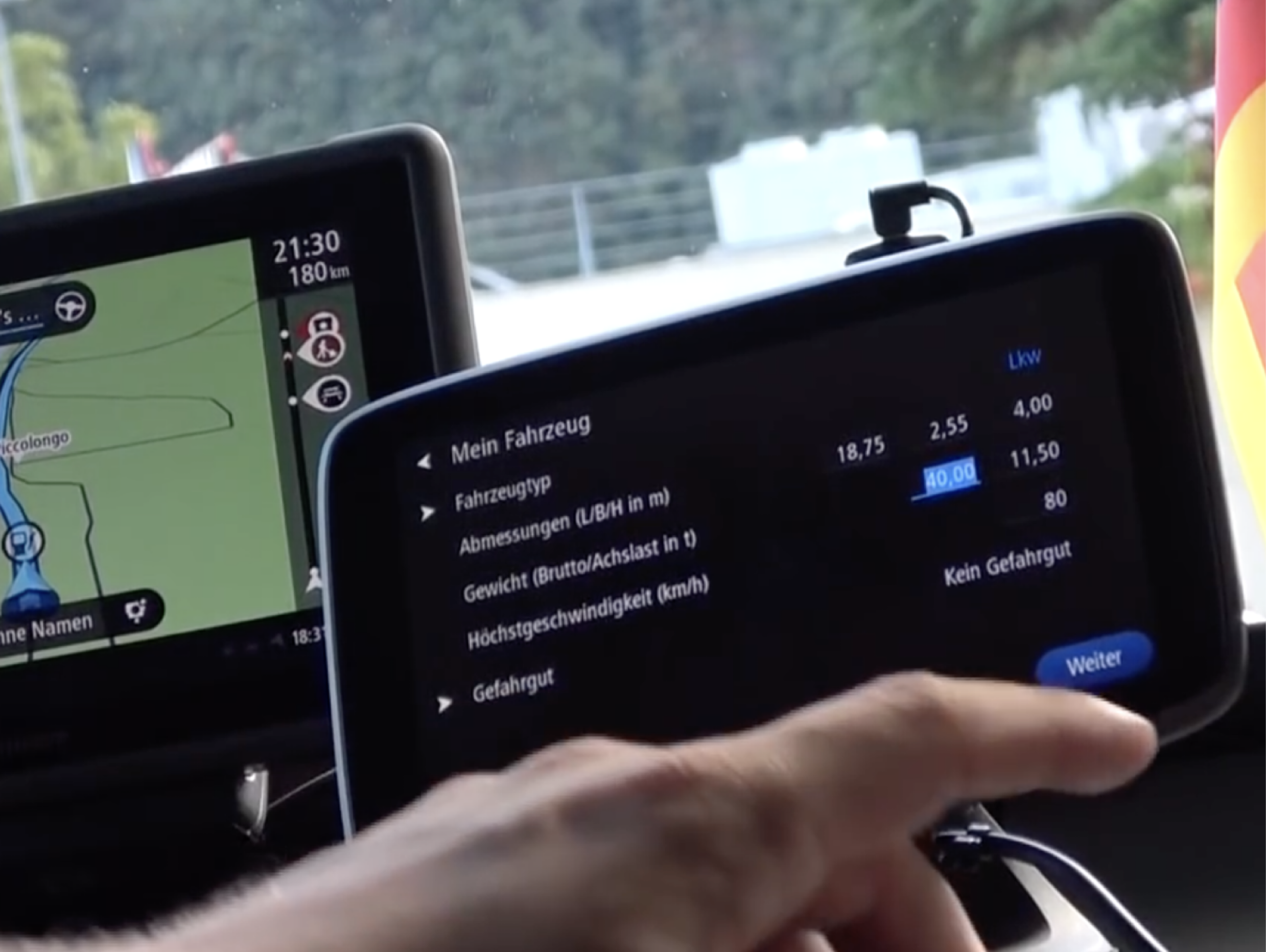Drivers would update the vehicle parameters for their trips to accordingly calculate appropriate routes. Pictured TomTom truck navigation