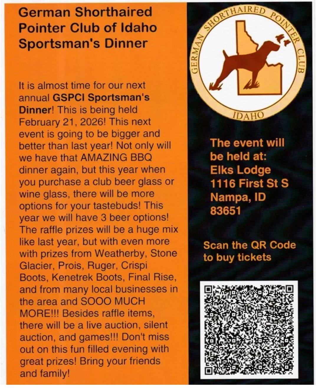 Affiliate Event: German Shorthaired Pointer Club of Idaho Banquet
