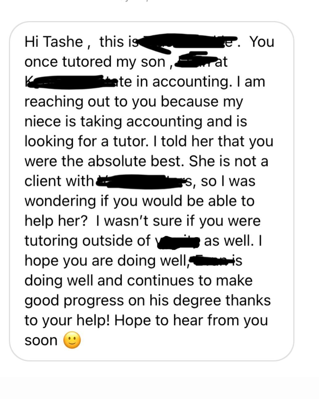 Return clients and recommendations are a true testament to the success of what I do. For example, contrary to popular belief, College Accounting can actually be simple :) 
#tutor #education #tutoring #learning #nyctutor #english #math #study #teacher