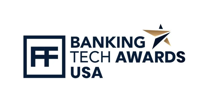 Logo for Banking Tech Awards USA featuring a stylized star and the text 'Banking Tech Awards USA' along with a symbol resembling the letters 'FF' inside a square.