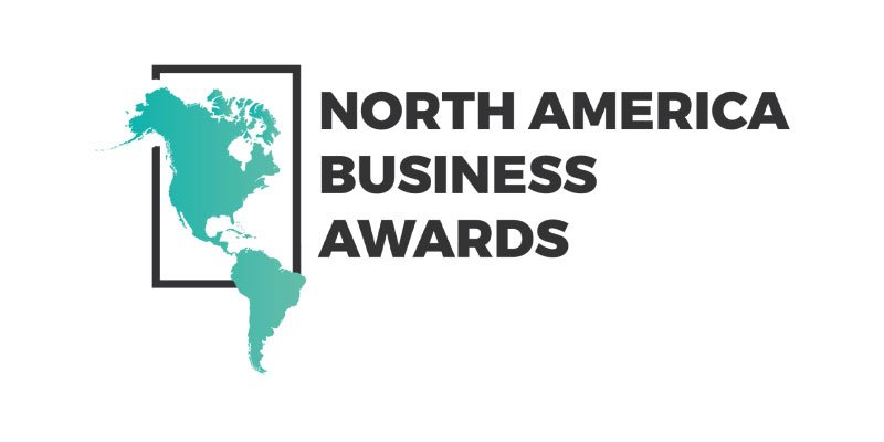 Logo featuring a teal map of North and South America with the text 'North America Business Awards' in bold black letters.