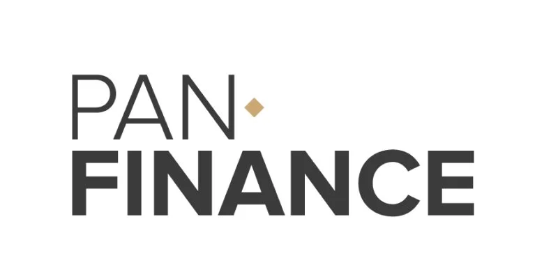Logo with the text 'PAN FINANCE' in black, with a small gold diamond shape above the letter 'A' in 'PAN'