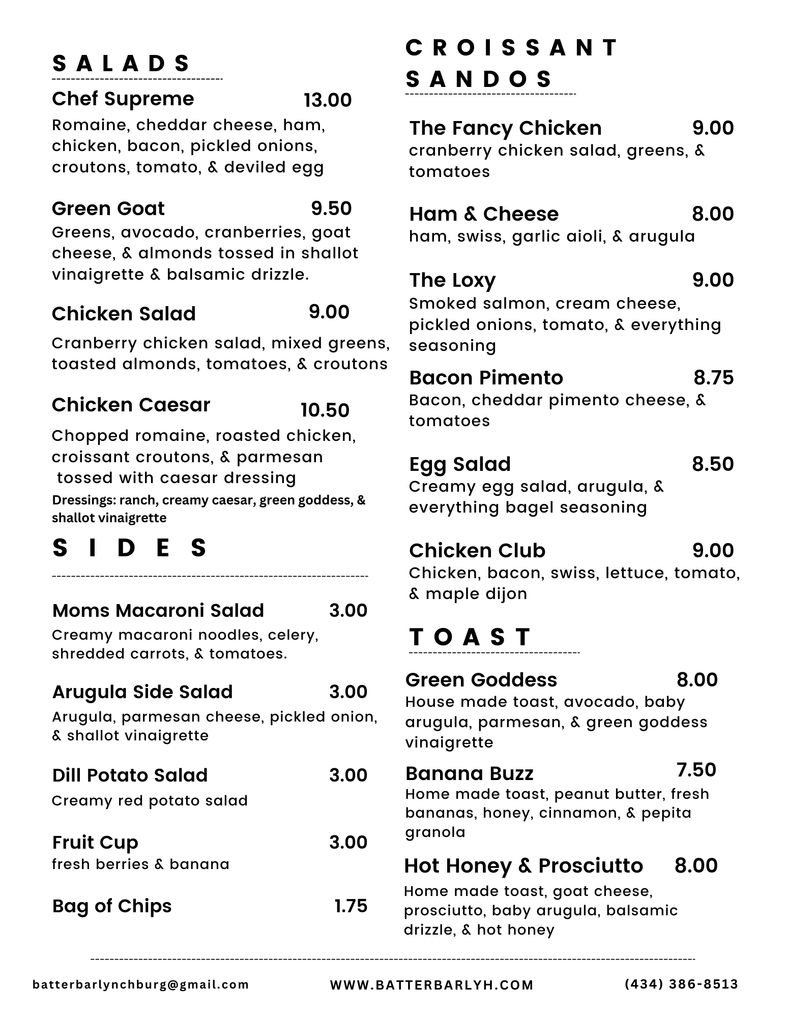 Menu — BATTER BAR