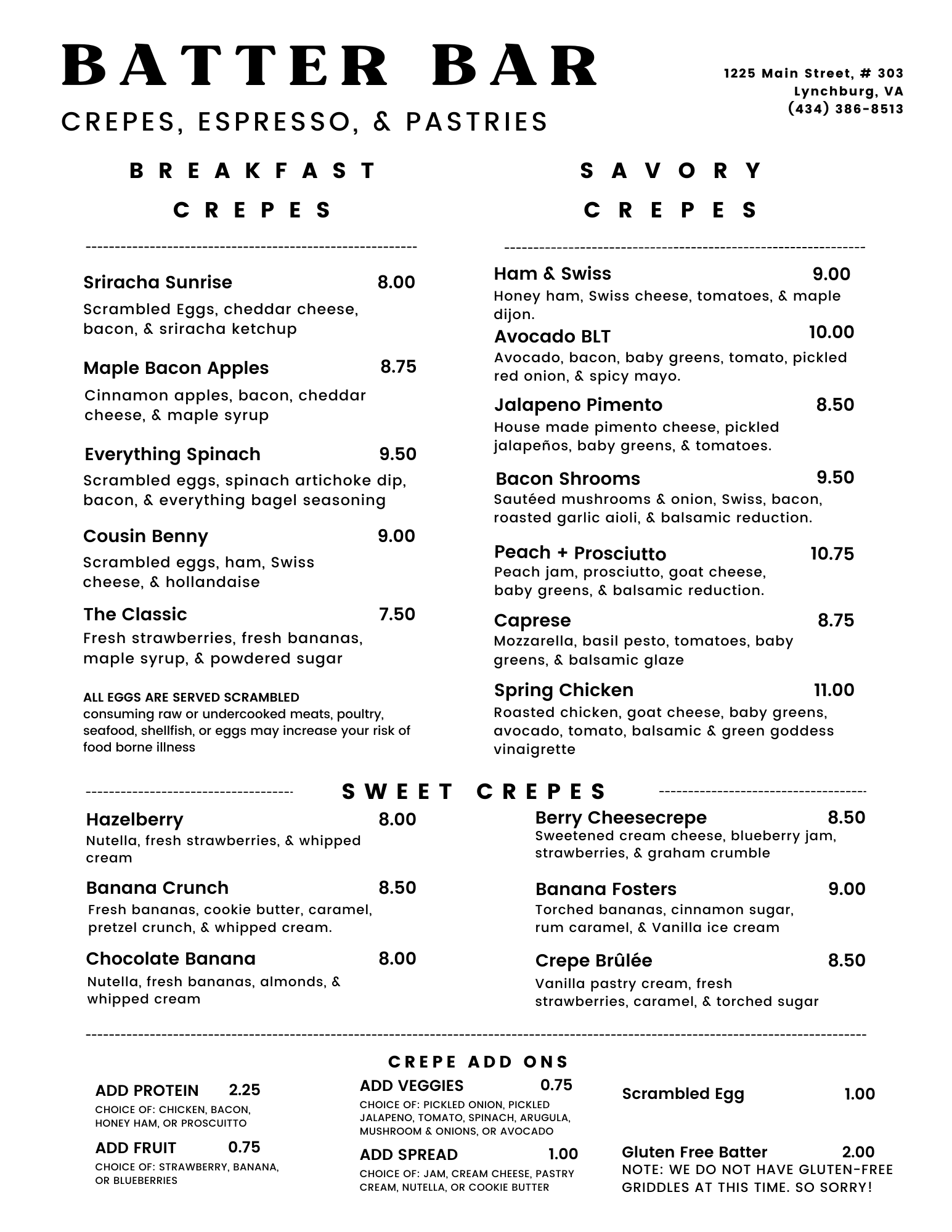 Menu — BATTER BAR