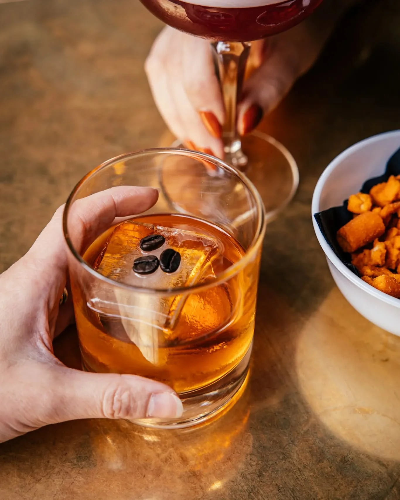 Go Fig-Ure... it's an Old Fashioned with a difference.⁣
⁣
Bulleit bourbon, fig liqueur, coffee, orange bitters. ⁣