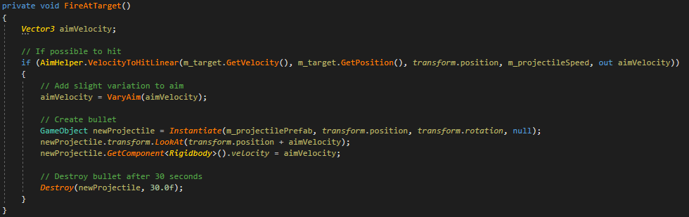 Firing with the AimHelper script
