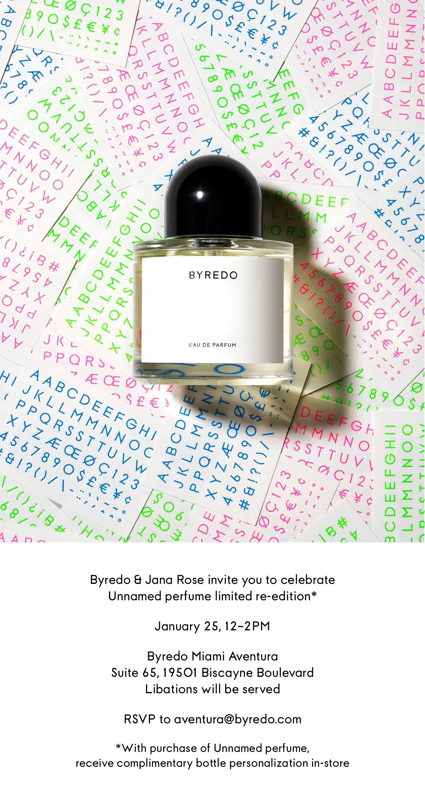 Byredo &amp; Jana Rose invite you to celebrate 'Unnamed' perfume limited re-edition 
