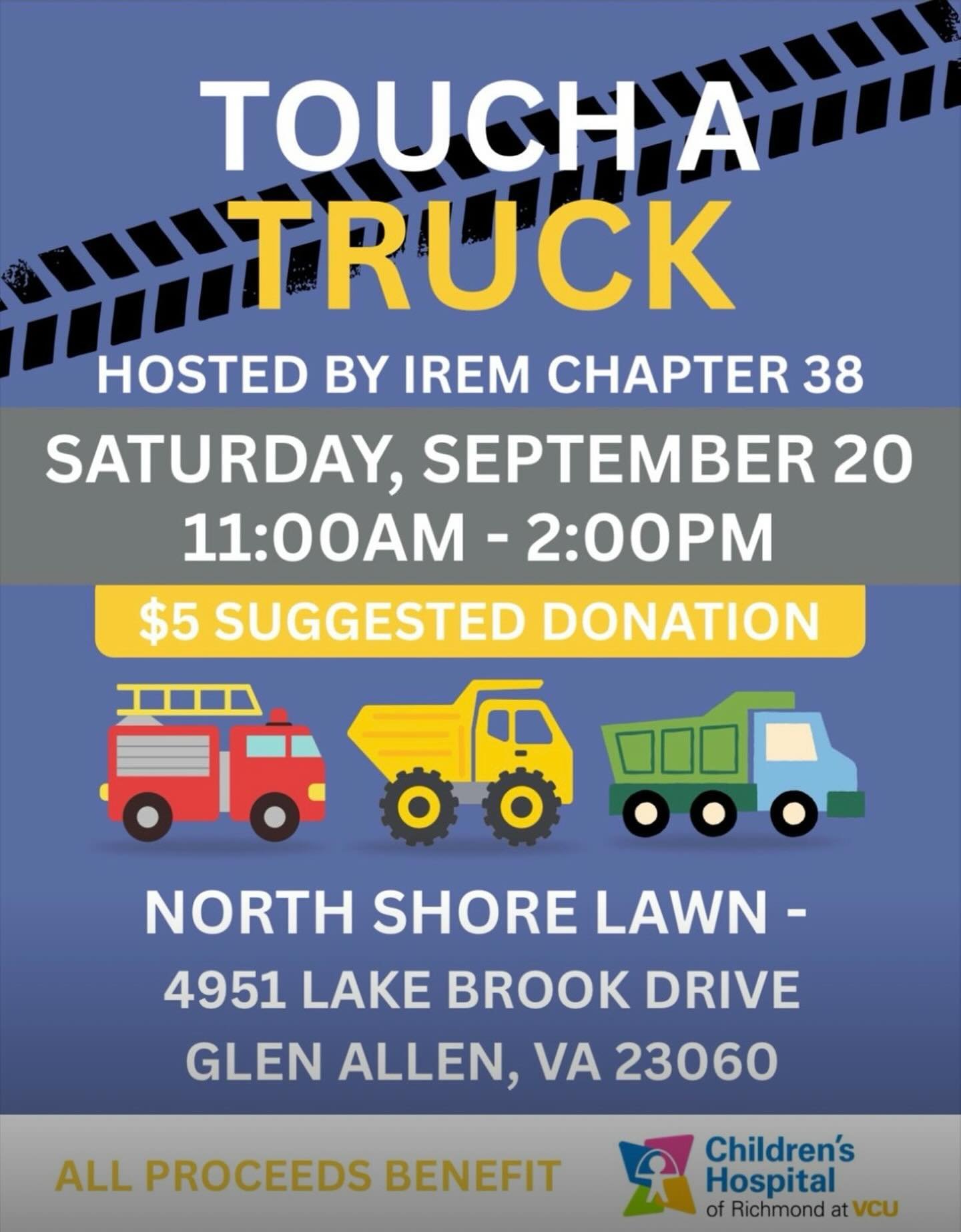 Please join us THIS SATURDAY for the @iremchapter38 Touch A Truck event! In addition to all of the equipment that will be there, we will have a FACE PAINTER set up at our truck! All proceeds benefit @childrensatvcu!