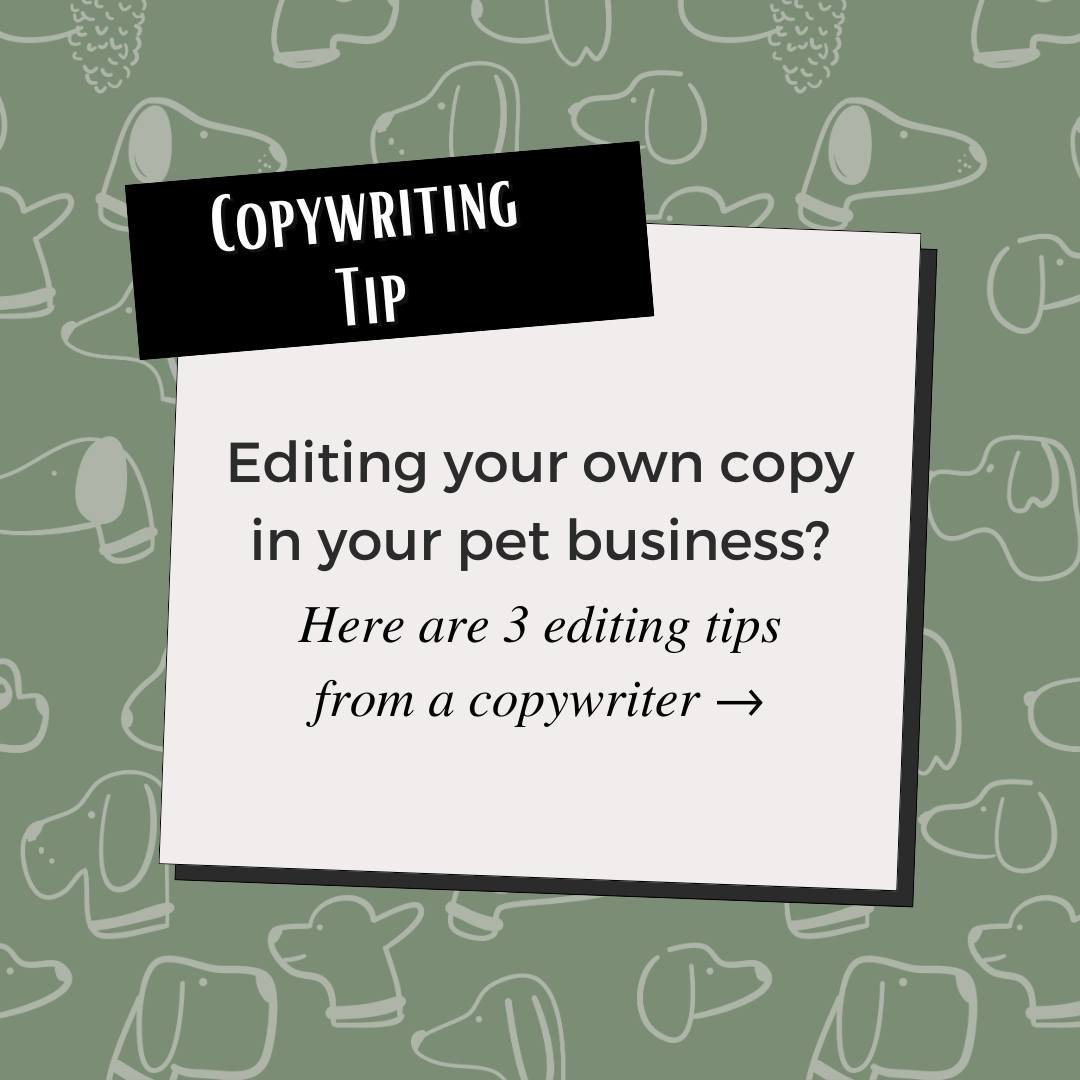 In the editing phase? 

Lemme help you. 

Scroll through and let me know which editing tip was most helpful! 

#petindustrymarketing #copywriting #petbusiness #dogbusiness #copywritingtips #onlinepetbusiness #dogproducts #copytips #petbiz #petindustr