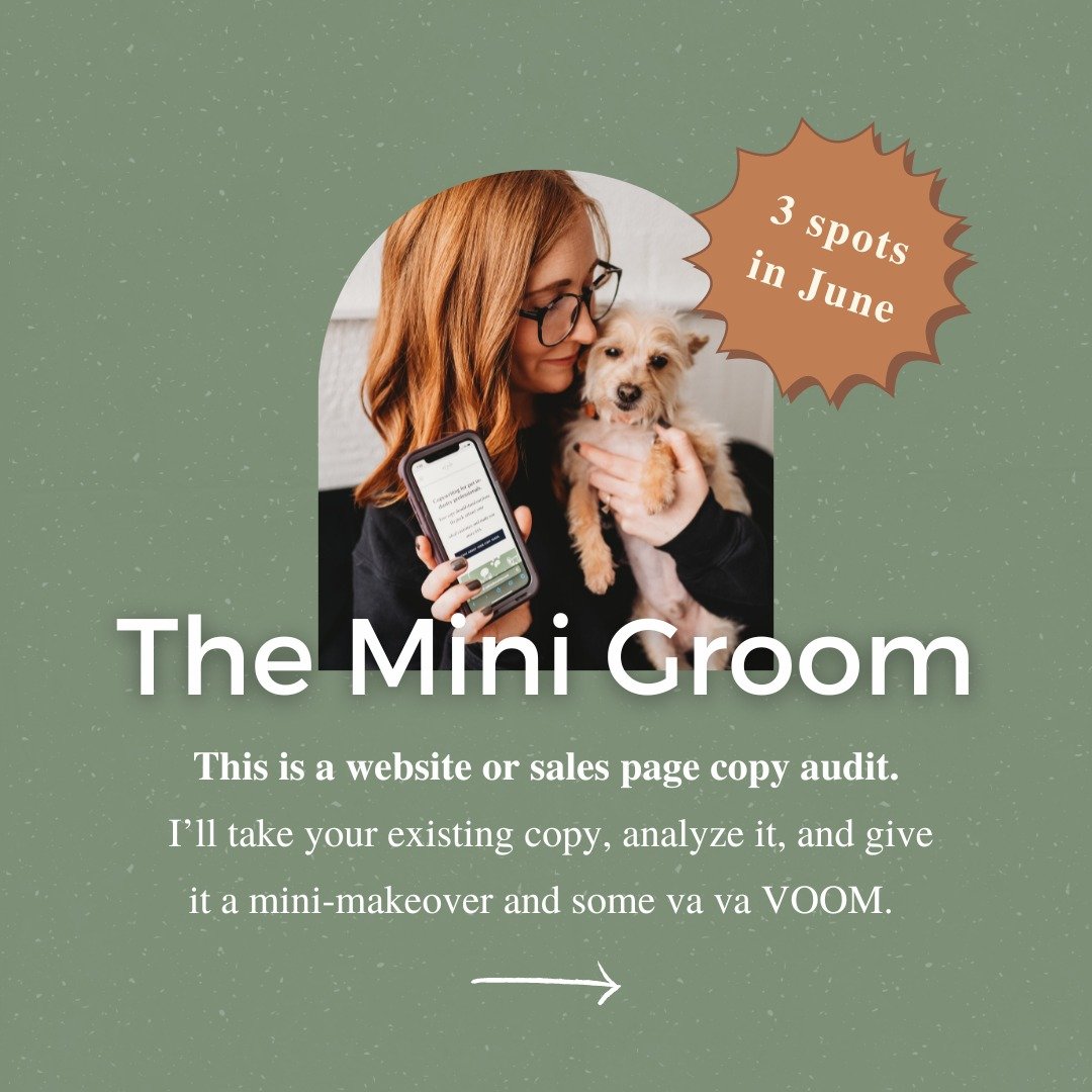 Ready for your summer groom? 

Your copy groom, that is. Don't go shaving your head over this post (unless you want to, I support you.) 

The Mini Groom is a sales page or website copy audit PERFECT for pet businesses that need some solid advice on h