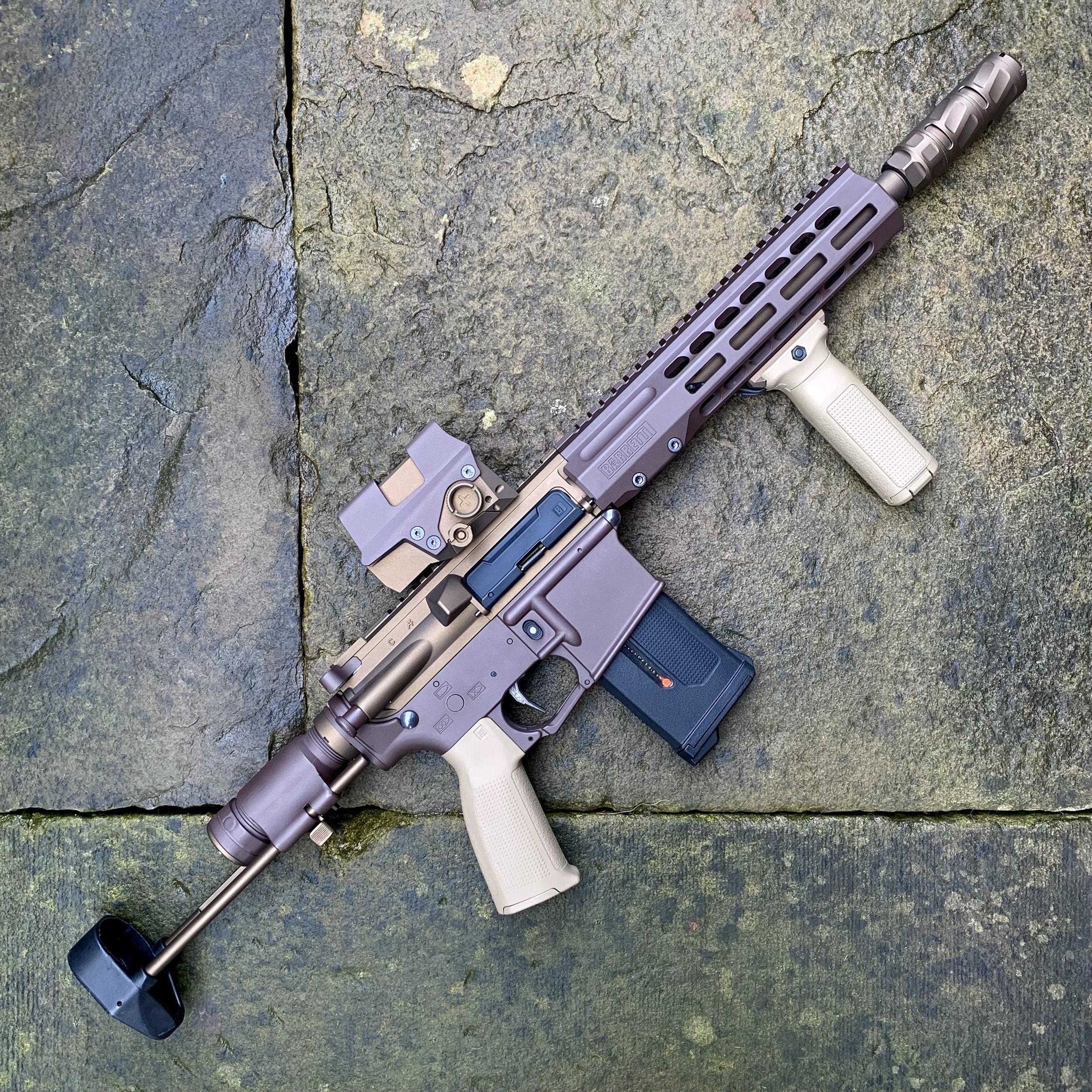 Krytac Barrett REC 7 CERAKOTE Bronze Sand RAL PTS Suppressor