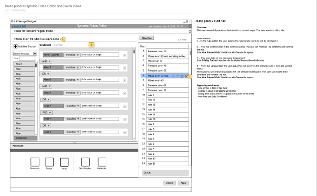 Dynamic Rules Editor wireframe