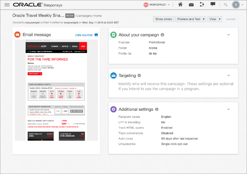 Simplified Campaign before targeting settings are configured