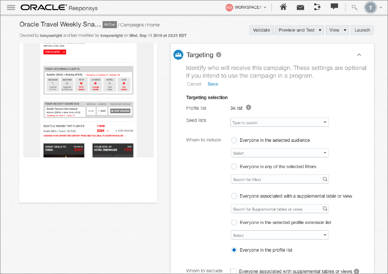 Targeting settings are displayed