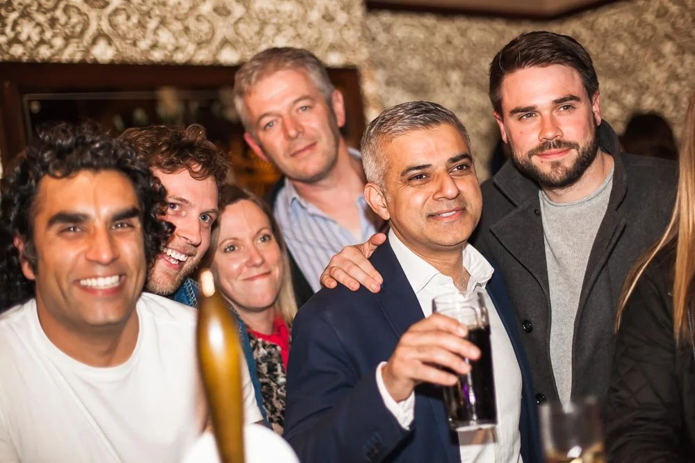 Crowd including London Mayor at the Grosvenor Arms