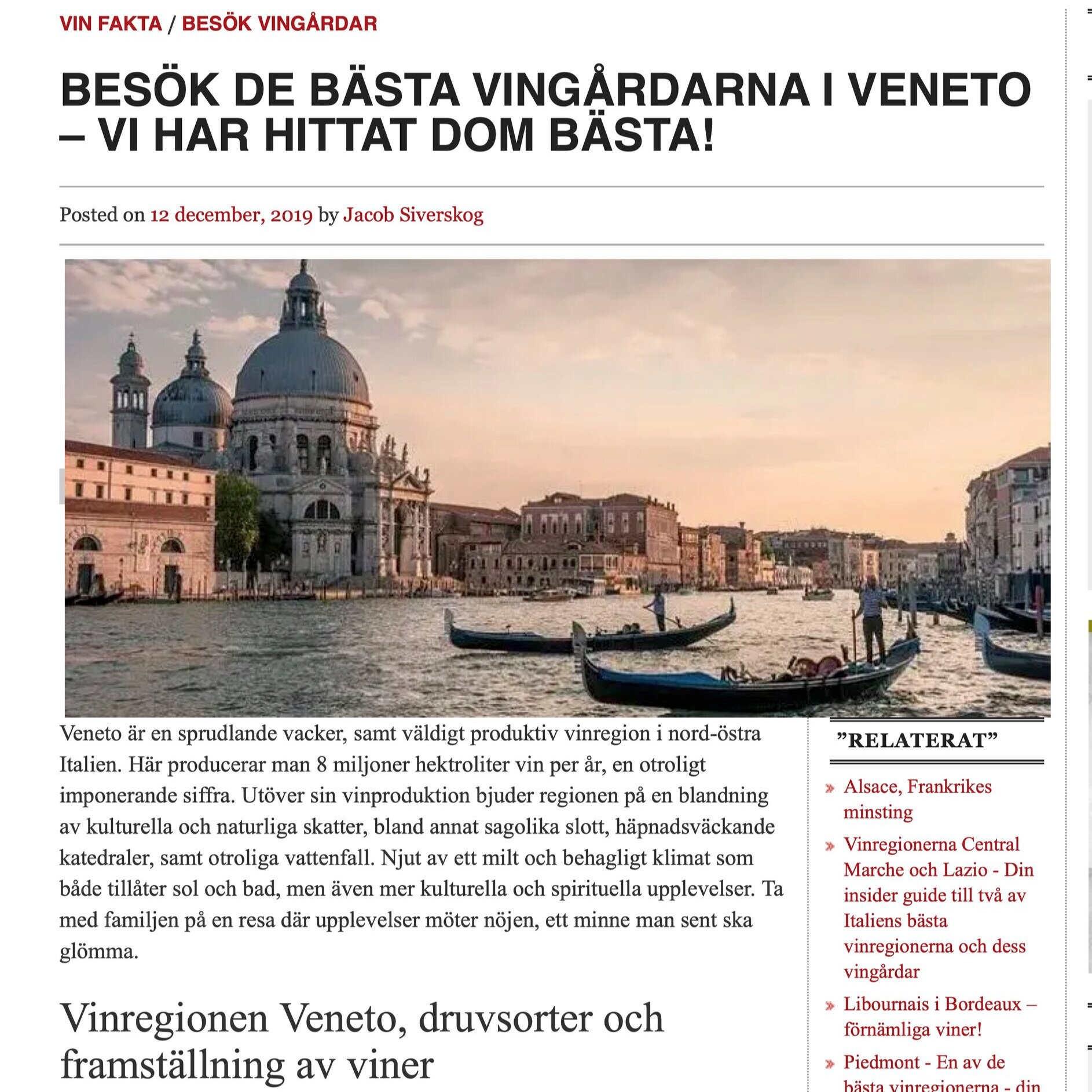 Le Fraghe was featured in a wine magazine in Sweden