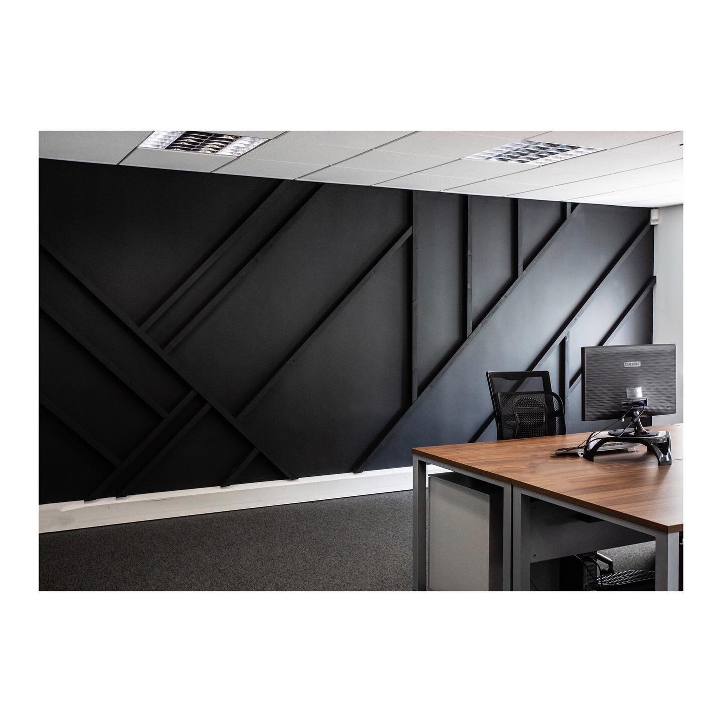 COMMERCIAL SPACE// In this office space, we chose a few walls to make a feature of, and used simple 2&rdquo;x1&rdquo; wood strips and then painted the whole wall out the same colour. It was so easy and so effective - I&rsquo;ve seen this used in bedr