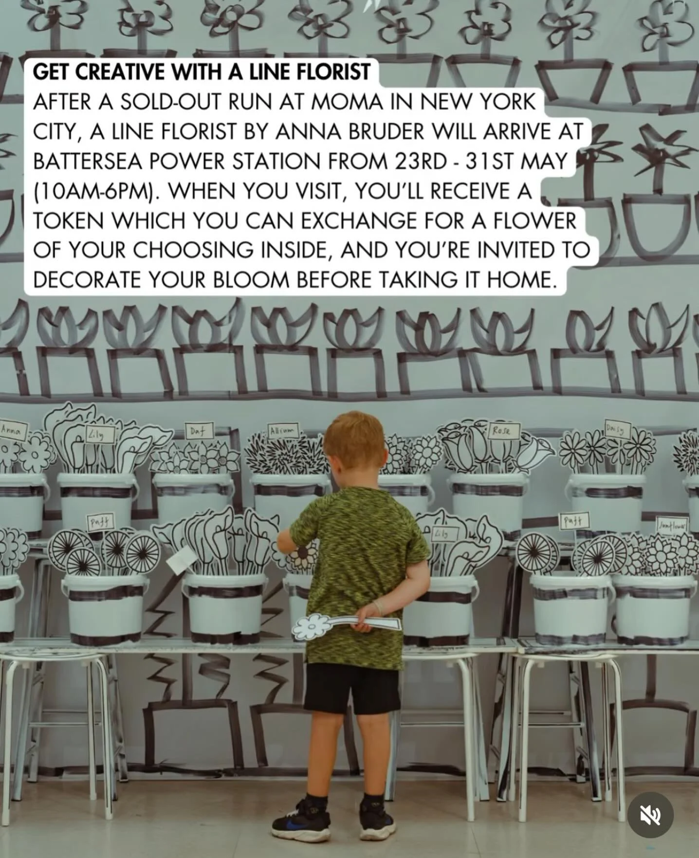 A Line Florist by Anna Bruder @batterseapwrstn this May halfterm. Book your tickets now!  Overview
This May Half Term step into Anna Bruder&rsquo;s A Line Florist pop-up experience &mdash; where flowers never fade and creativity comes first.
After a 