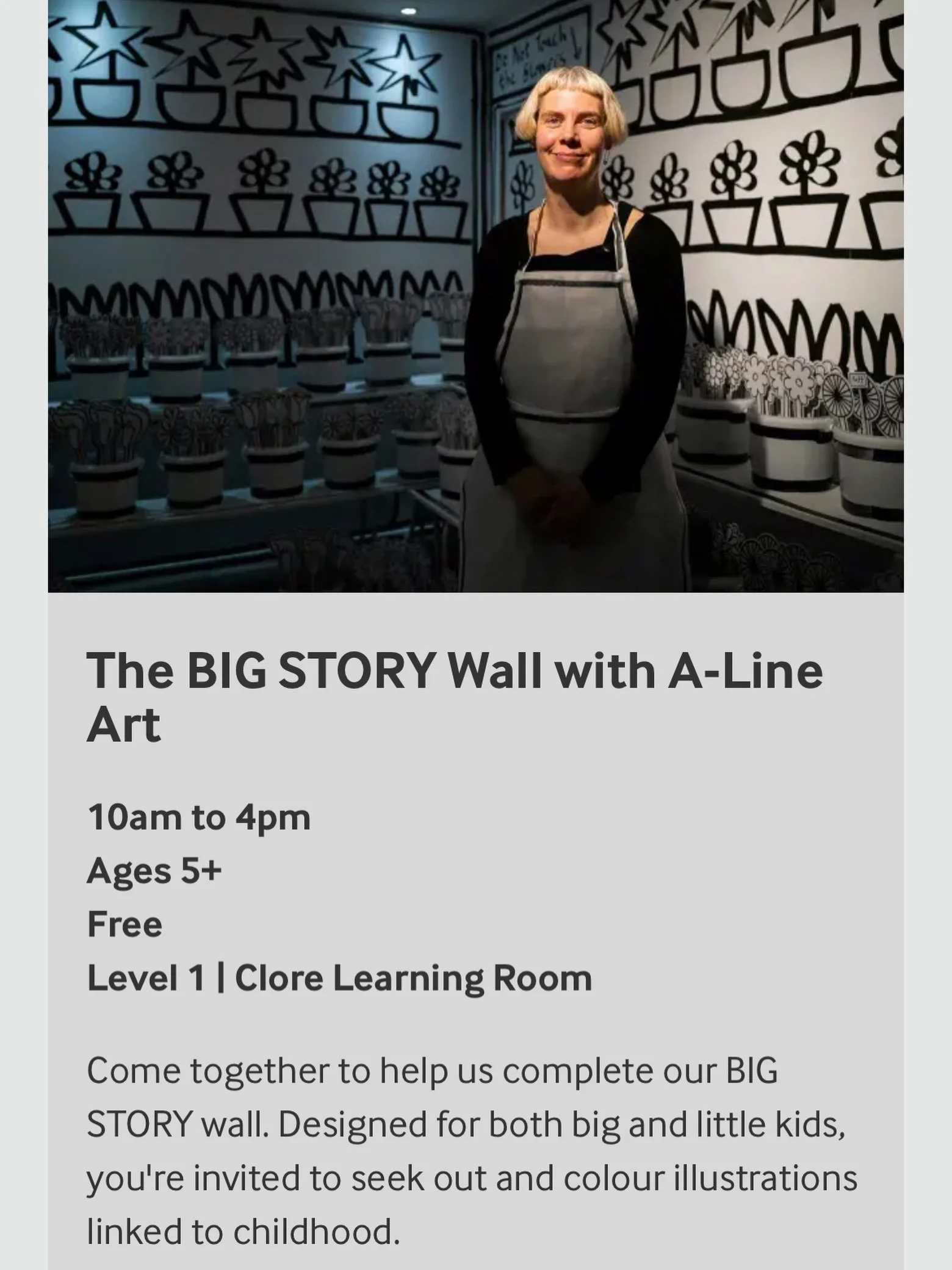 This weekend Sunday 25 and Monday 26 October 2026 @imperialwarmuseums 
The BIG STORY Wall with A Line Art

10am to 4pm
Ages 5+
Free
Level 1 | Clore Learning Room

Come together to help us complete our BIG STORY wall. Designed for both big and little 