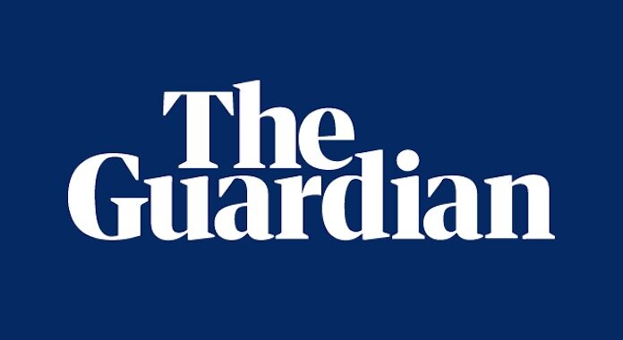  The Guardian Logo in white text with navy blue background 