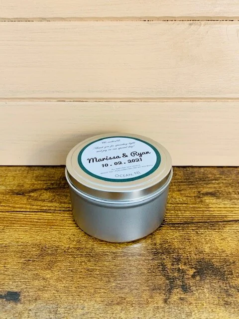 Personalized tin candle without ribbon