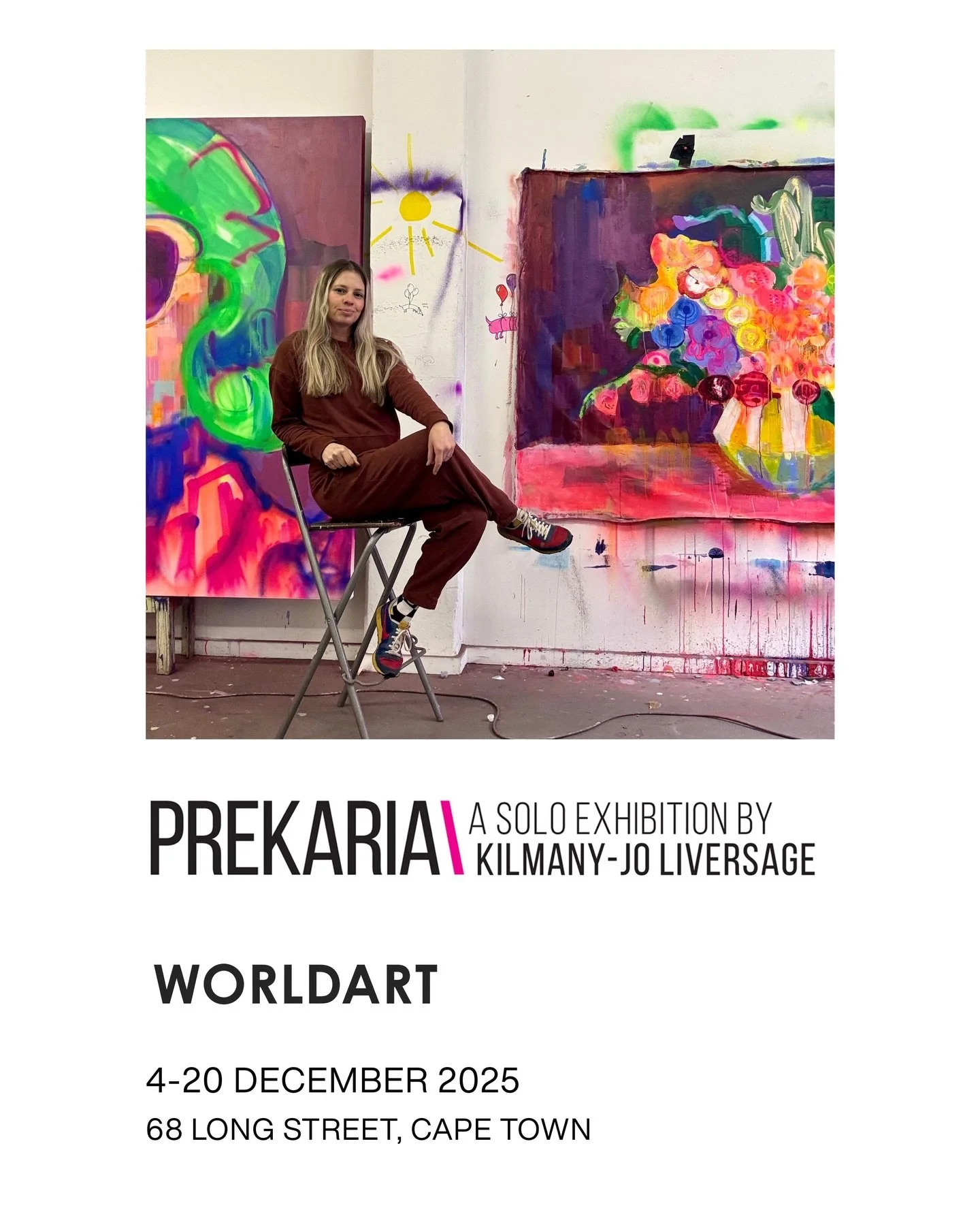 WORLDART is pleased to present the Cape Town instalment of Kilmany-Jo Liversage&rsquo;s solo exhibition, 𝙋𝙍𝙀𝙆𝘼𝙍𝙄𝘼, following its museum debut at the Oliewenhuis Art Museum in Bloemfontein.

This marks her first solo exhibition in Cape Town s