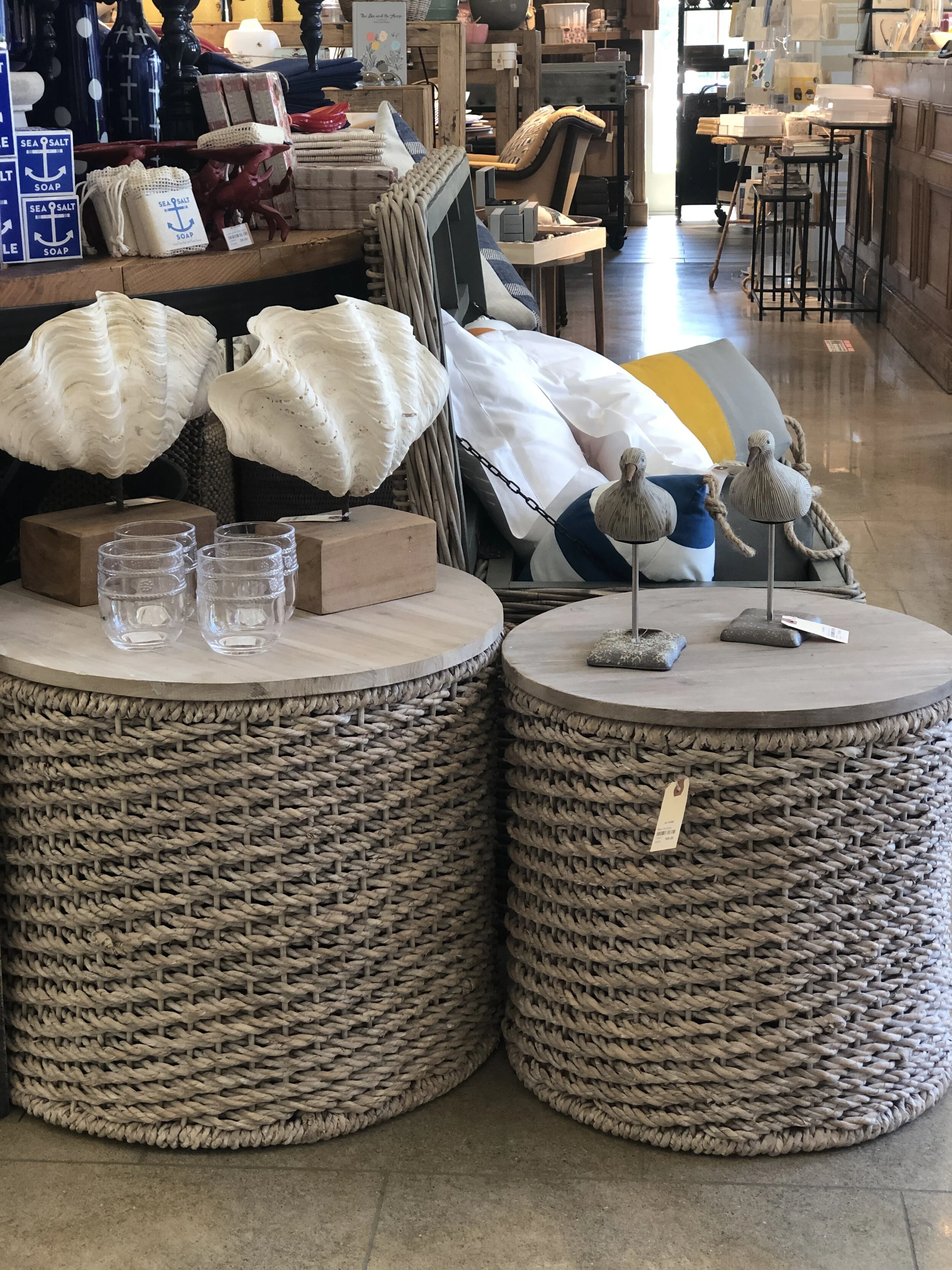 Grey Woven Side Tables