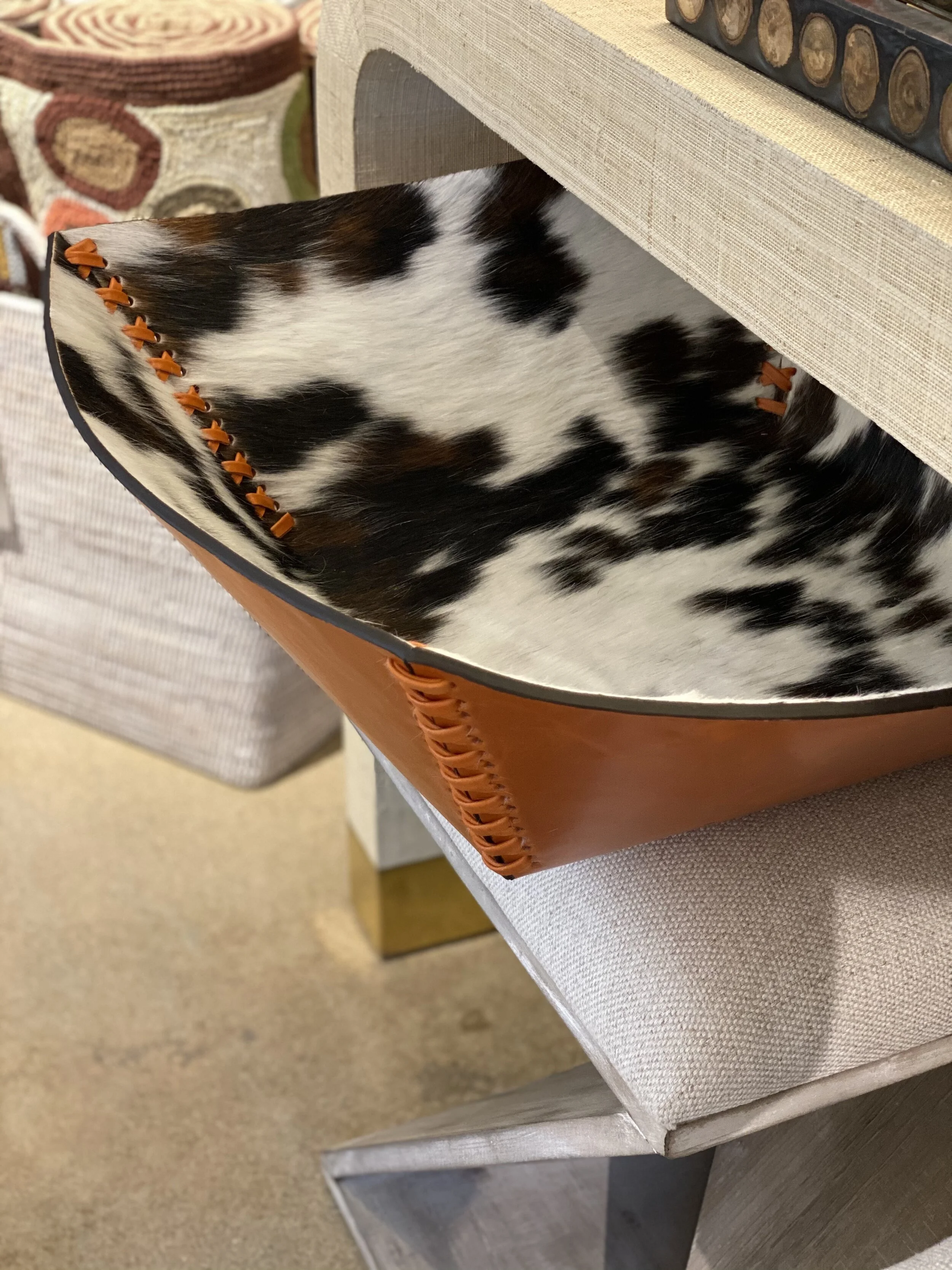 Orange Leather &amp; Cowhide Trays