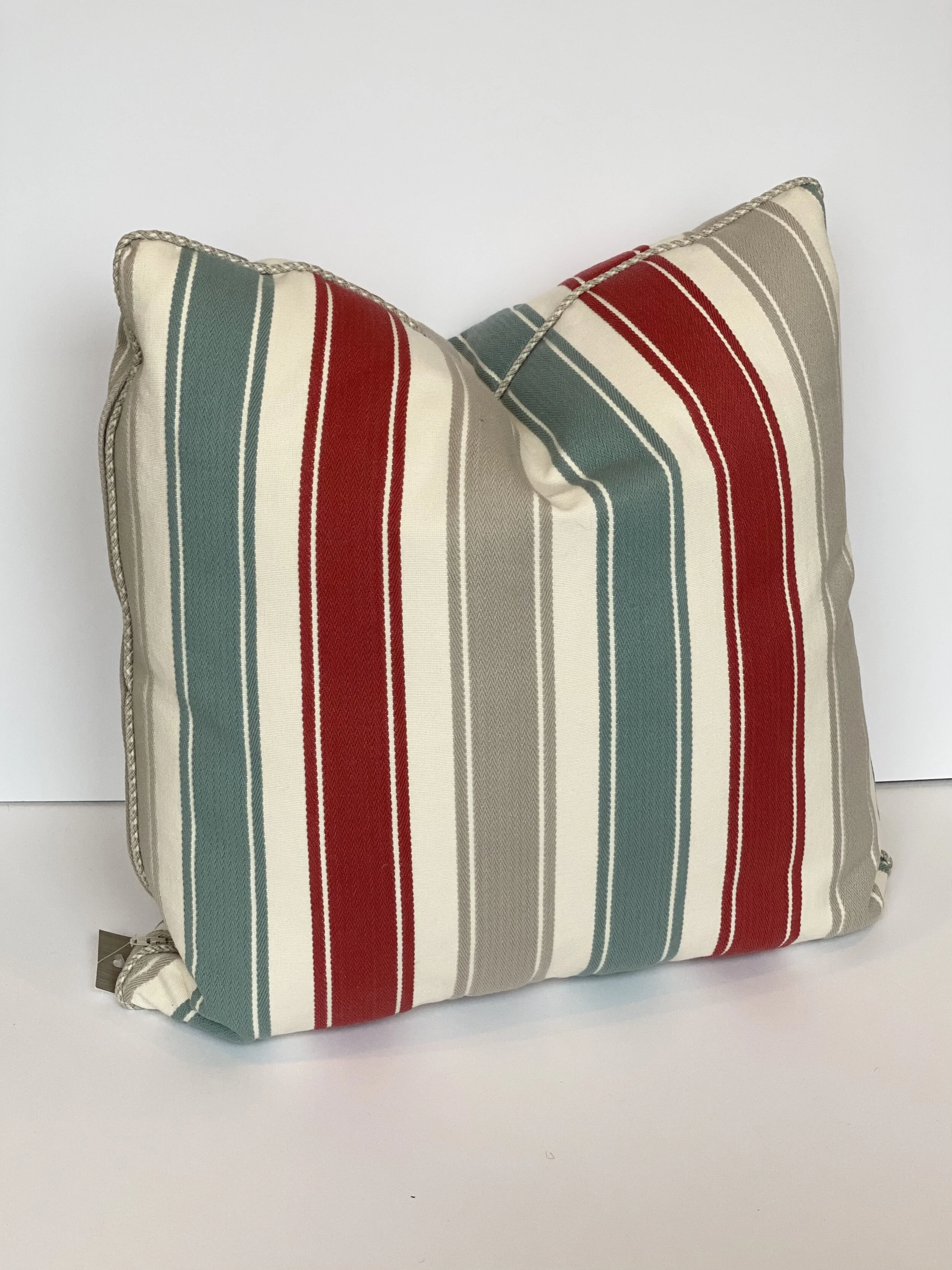 Red White & Blue Nautical Striped Square Pillow