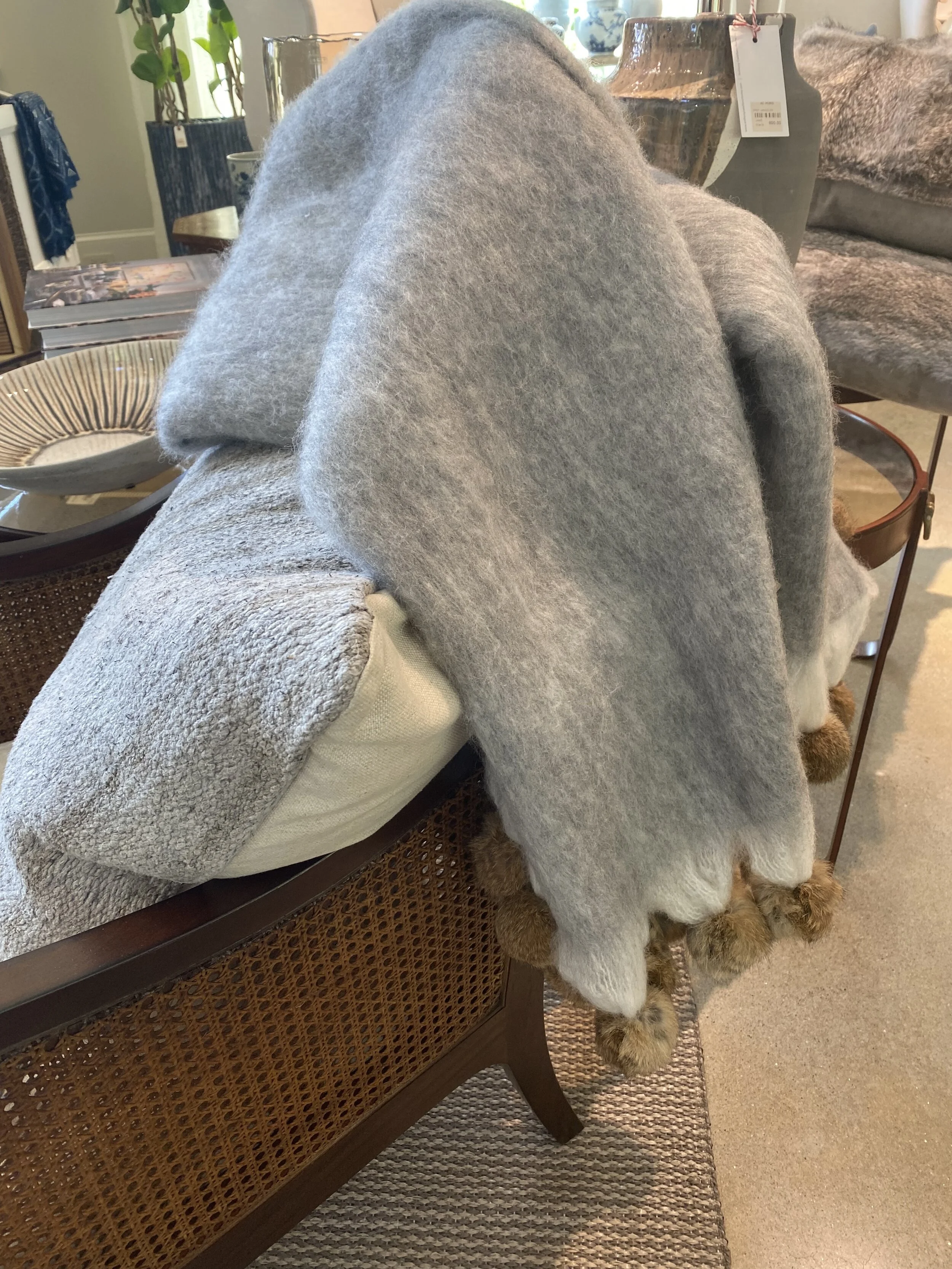 Grey Wool Mohair Throw